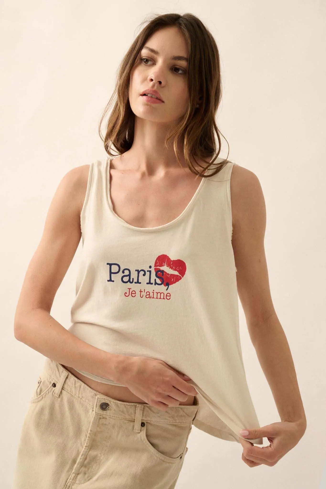 Paris Je T'aime Raw-Edge Graphic Tank top - Image 4