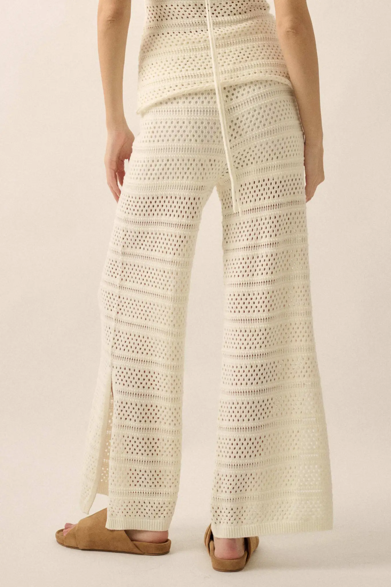 Peaceful Feeling Crochet Knit Split-Hem Pants - Image 9