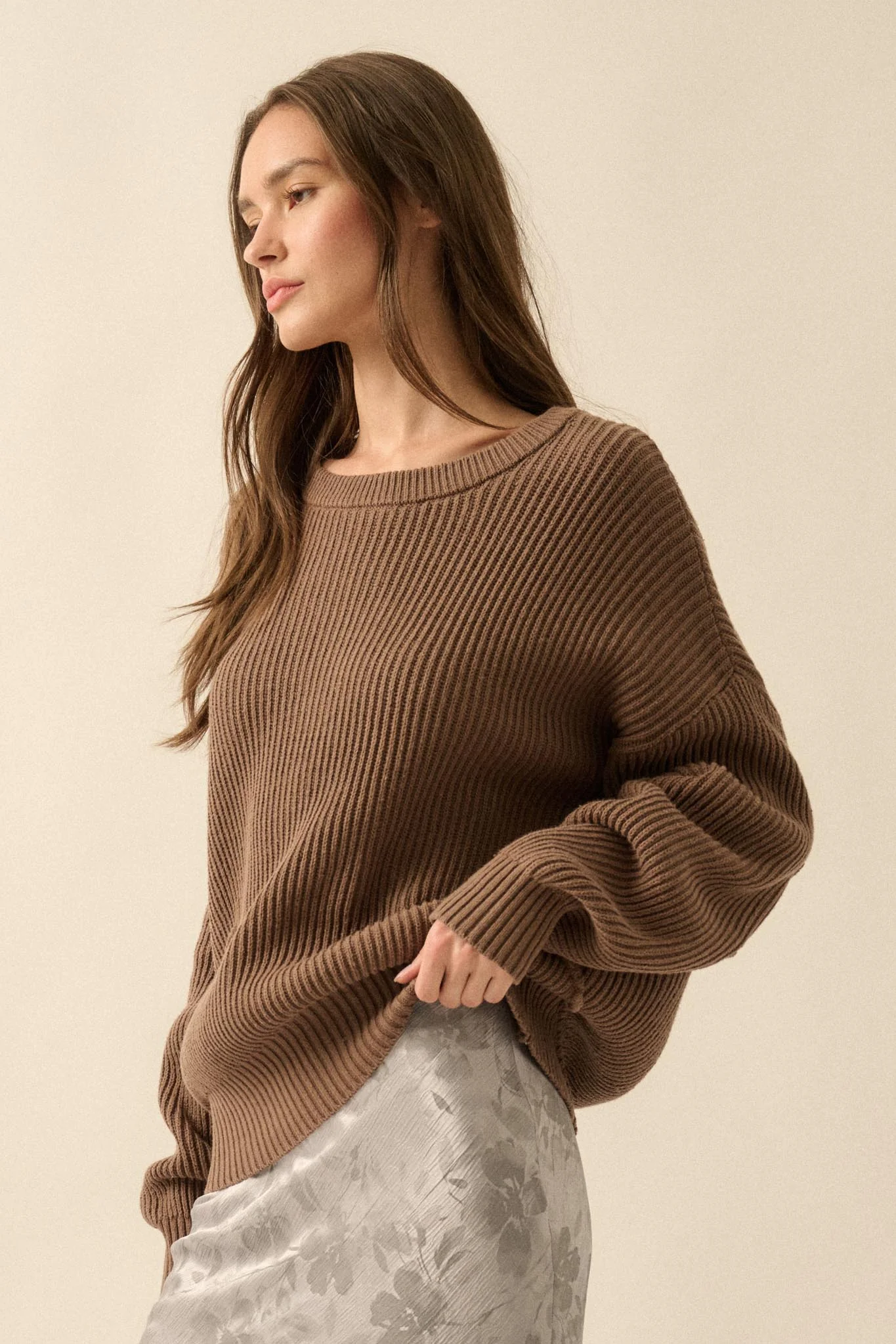 Peaceful Mood Ribbed Knit Exposed-Seam Sweater - Image 6