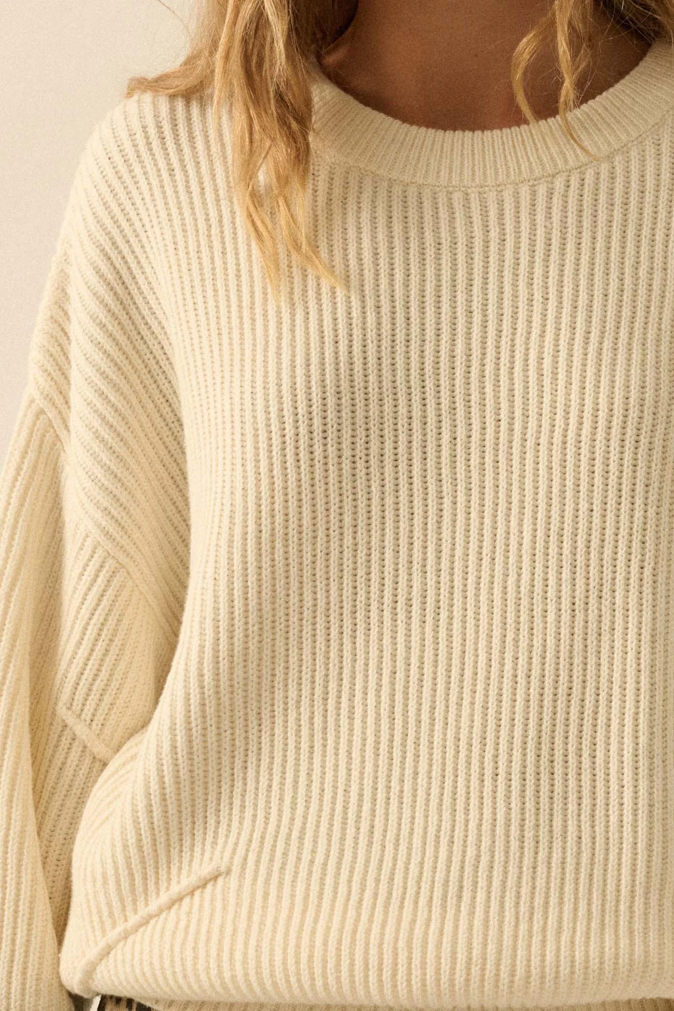 Peaceful Mood Ribbed Knit Exposed-Seam Sweater - Image 8