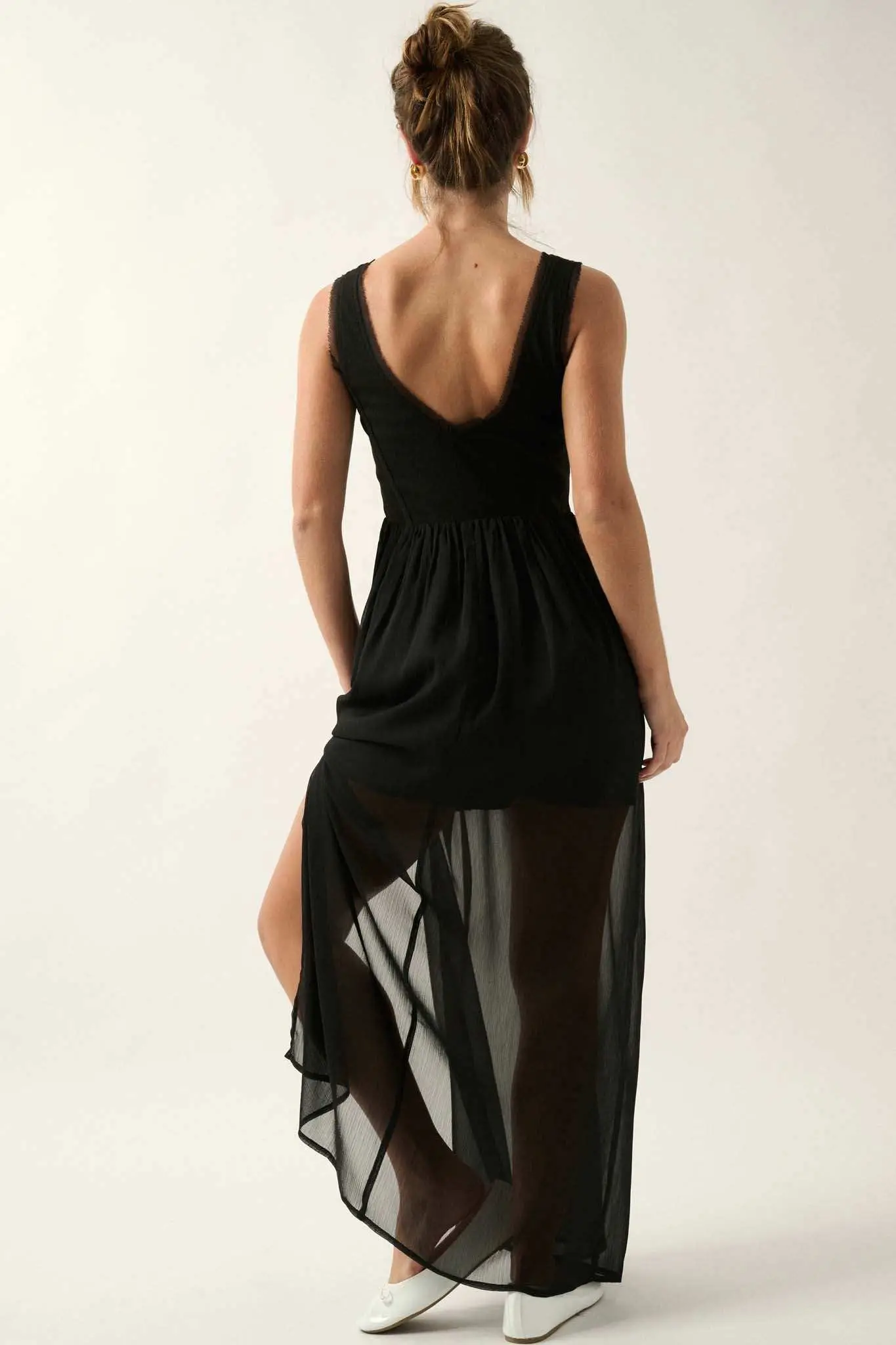 Perfect Afternoon Chiffon and Rib-Knit Maxi Dress - Image 11