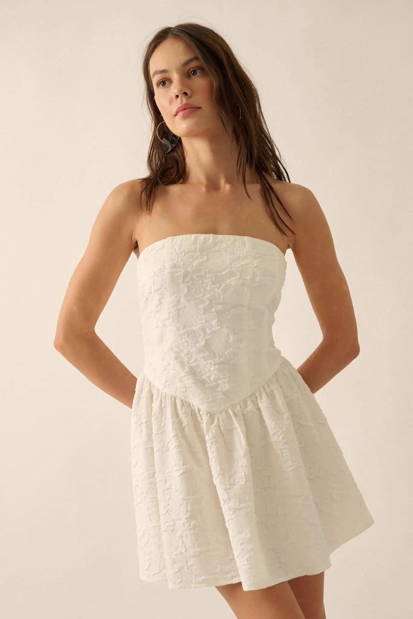 Perfect Petals Textured Floral Strapless Mini Dress