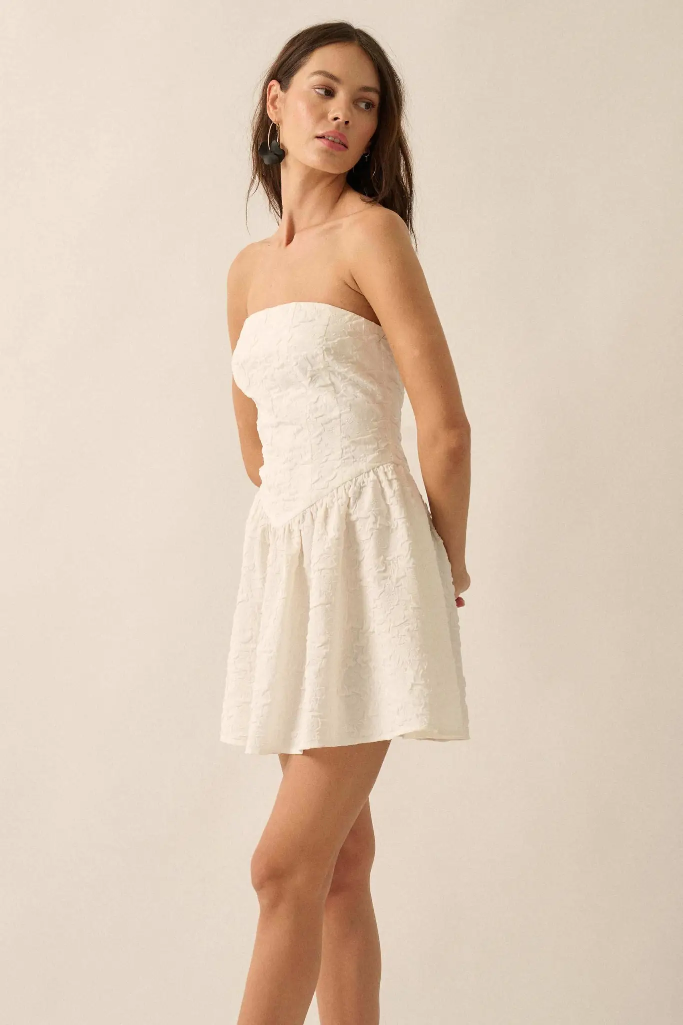Perfect Petals Textured Floral Strapless Mini Dress - Image 5