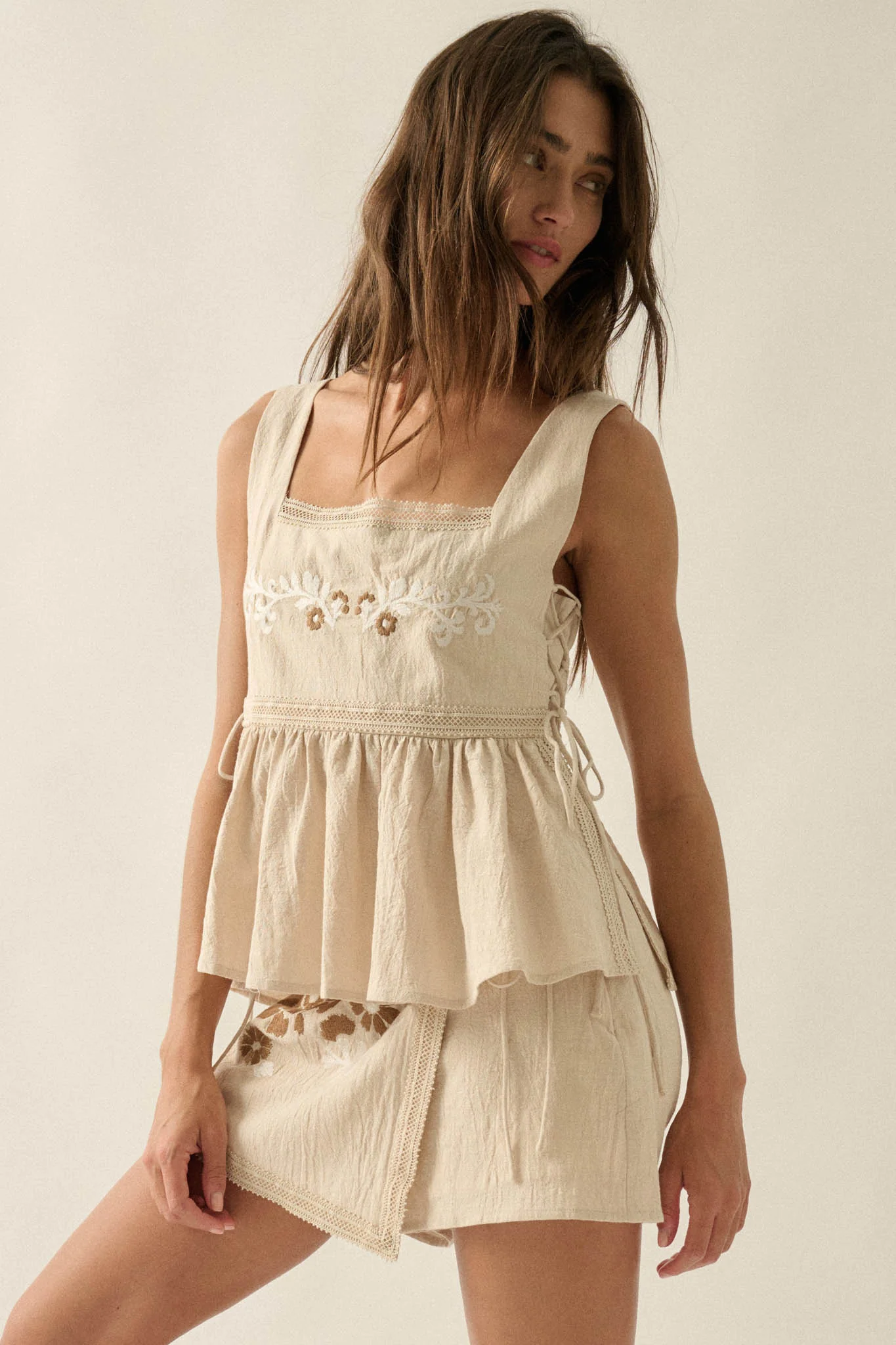 Petal Party Floral-Embroidered Babydoll Tank Top - Image 11