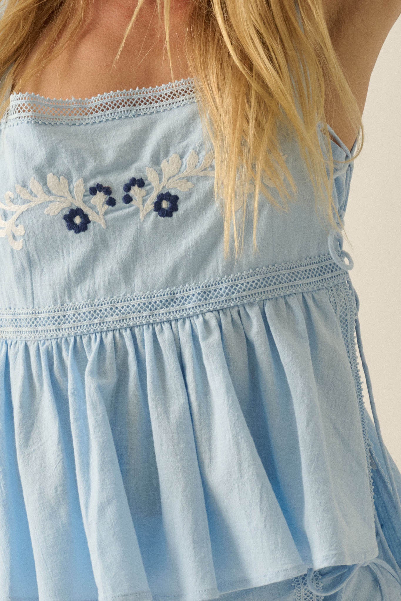 Petal Party Floral-Embroidered Babydoll Tank Top - Image 4