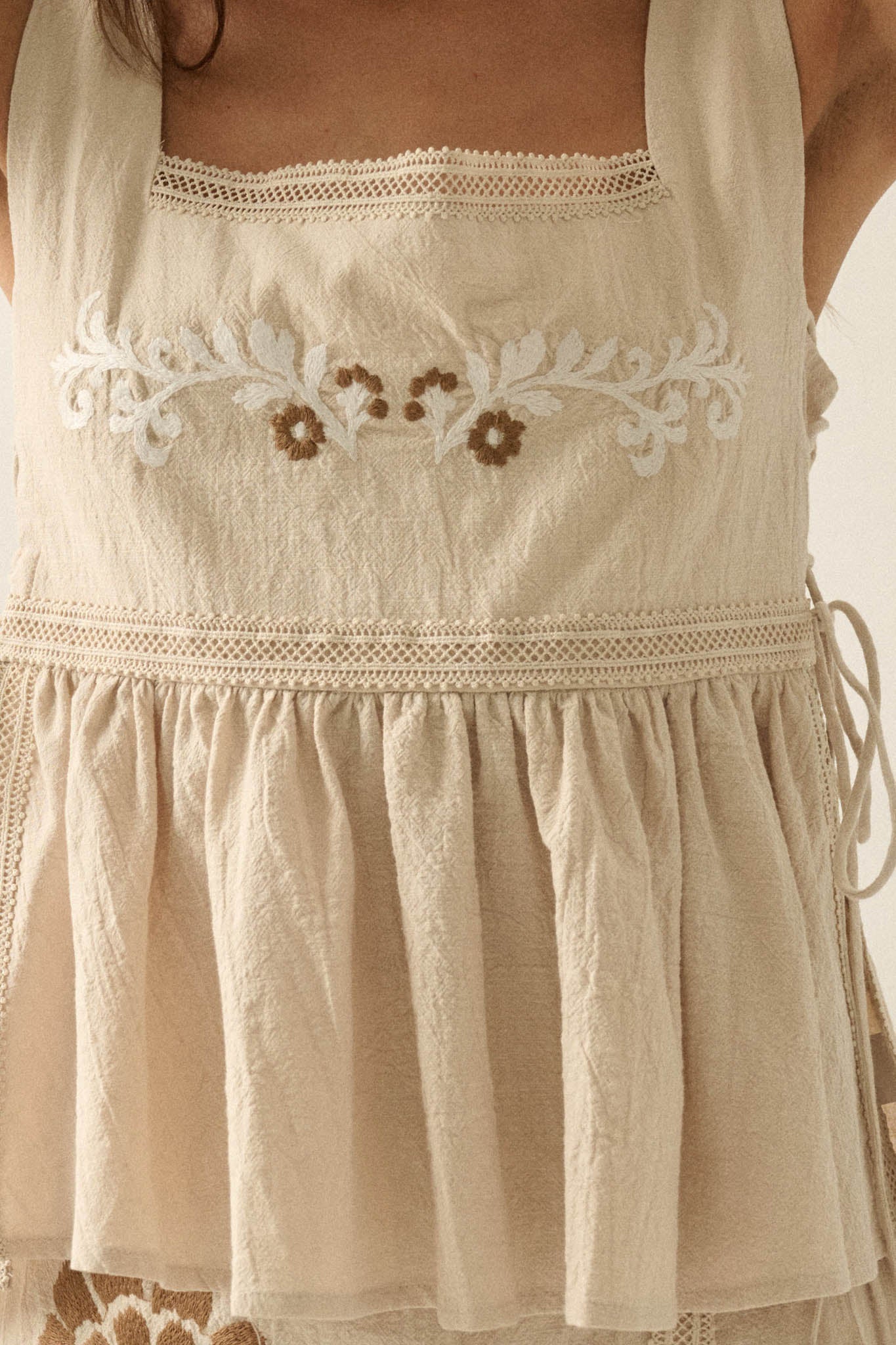 Petal Party Floral-Embroidered Babydoll Tank Top - Image 8