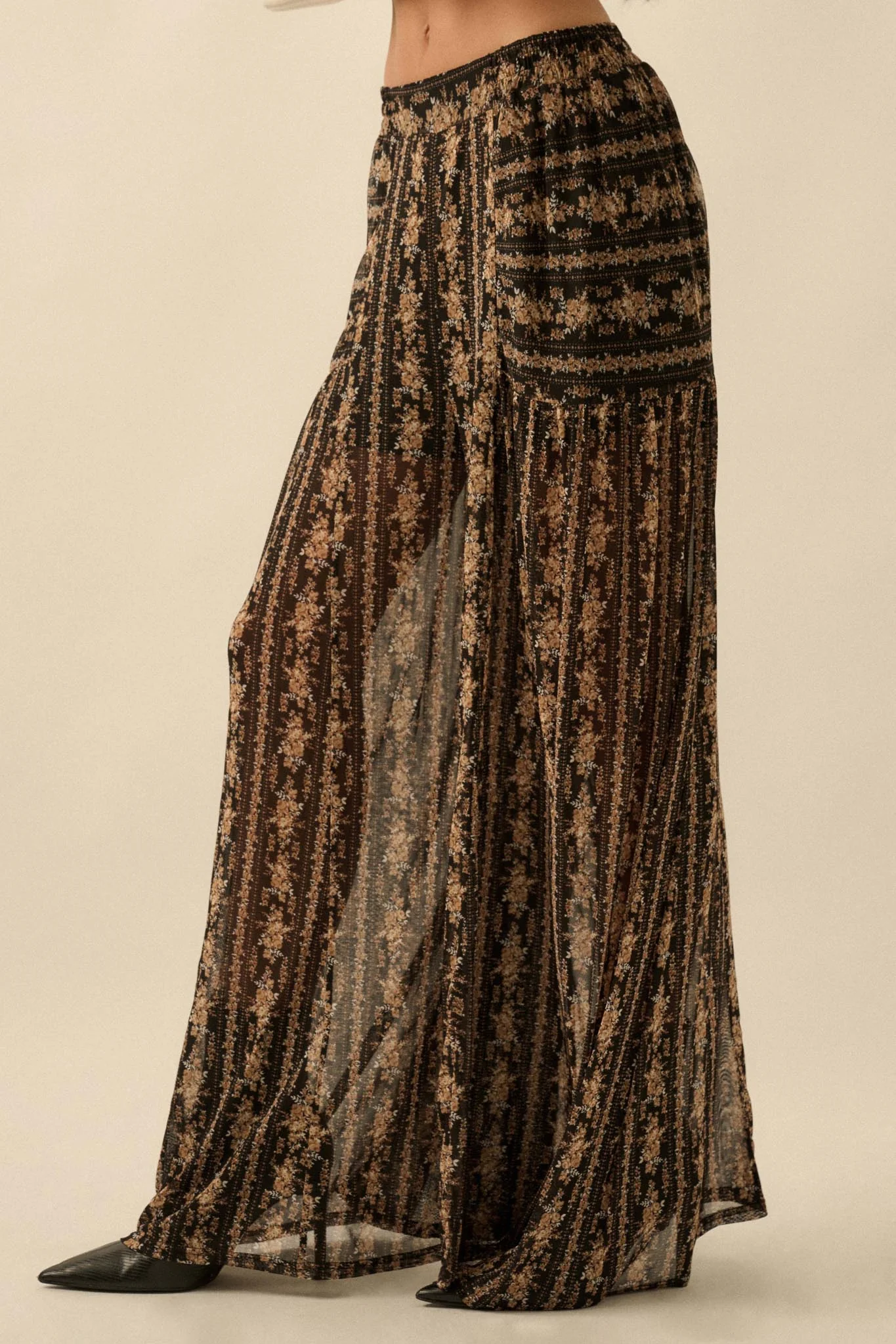 Petal Pusher Floral mesh Wide-Leg Pants - Image 8