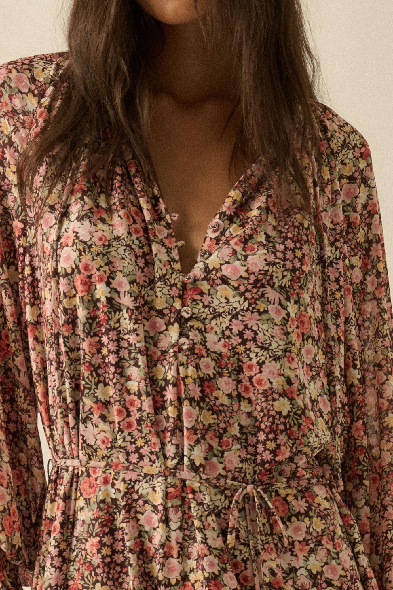 Picking Wildflowers Floral Mesh Belted Romper - Image 2