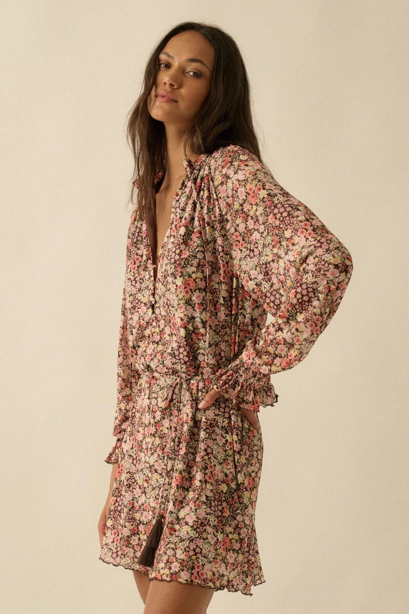 Picking Wildflowers Floral Mesh Belted Romper - Image 5