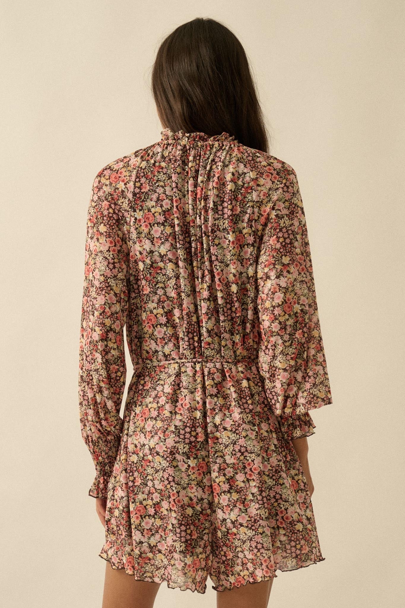 Picking Wildflowers Floral Mesh Belted Romper - Image 6