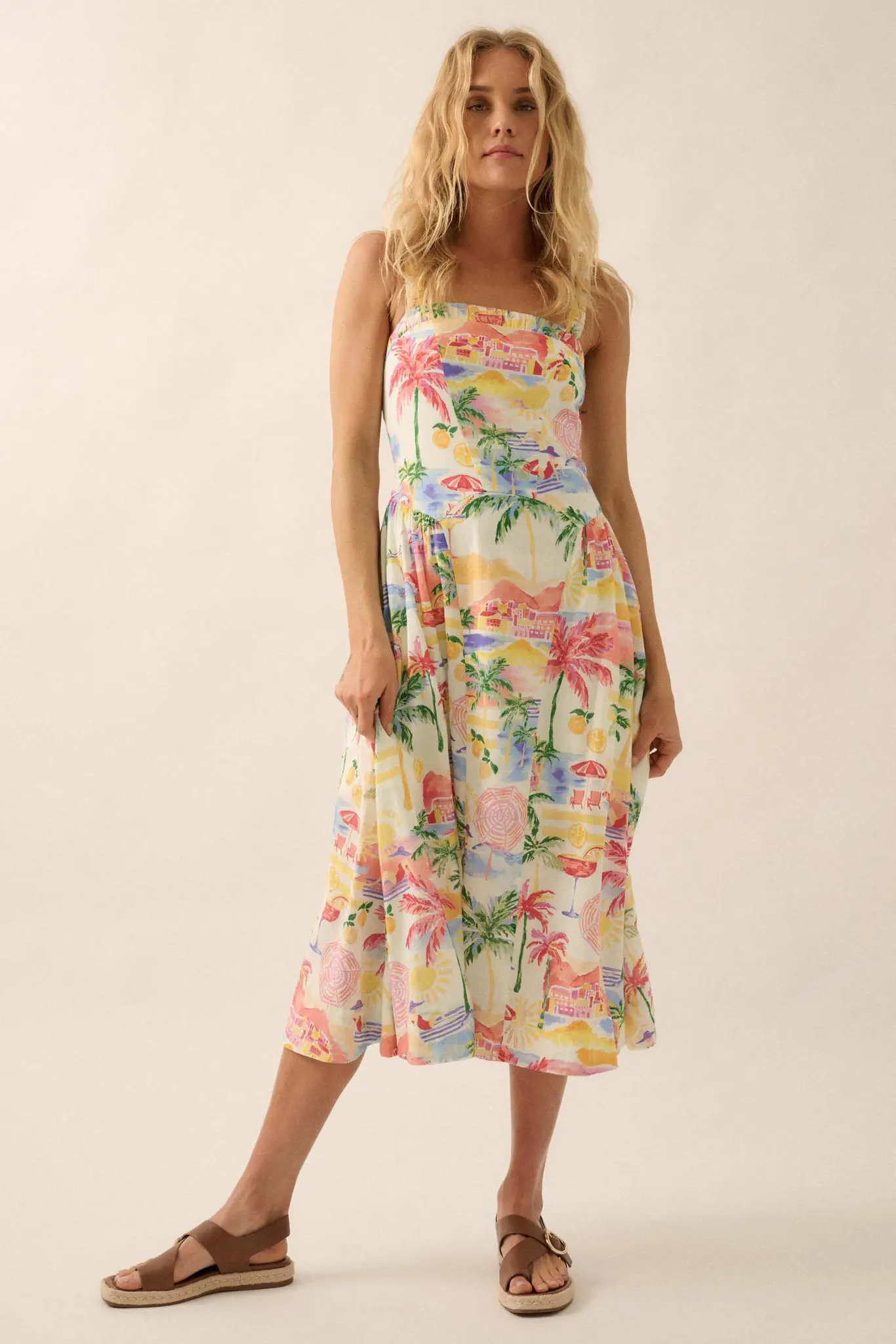 Piece of Paradise Tropical-Print Midi Dress - Image 4