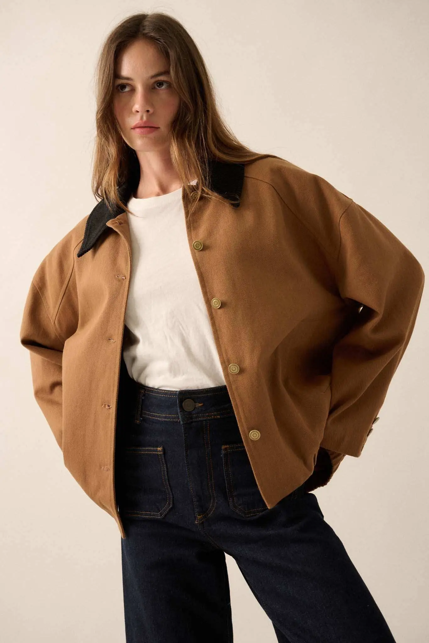 Piece of Work Corduroy-Collar Twill Utility Jacket - Image 13