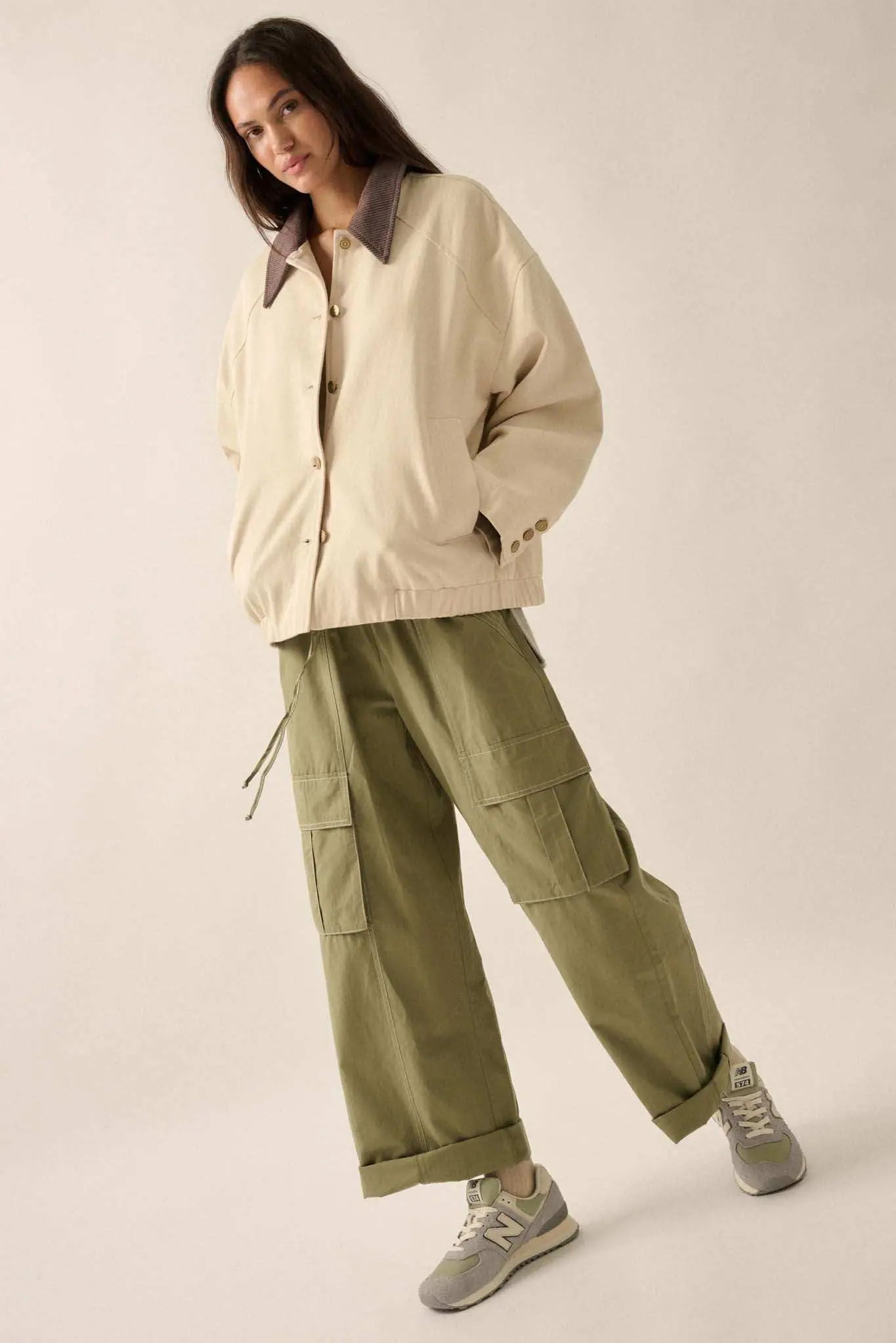 Piece of Work Corduroy-Collar Twill Utility Jacket - Image 6