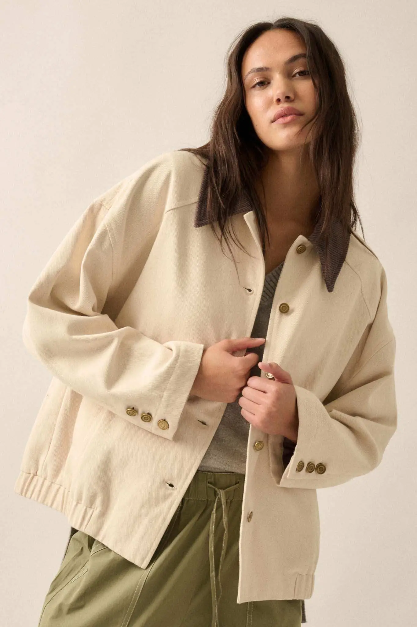Piece of Work Corduroy-Collar Twill Utility Jacket - Image 7