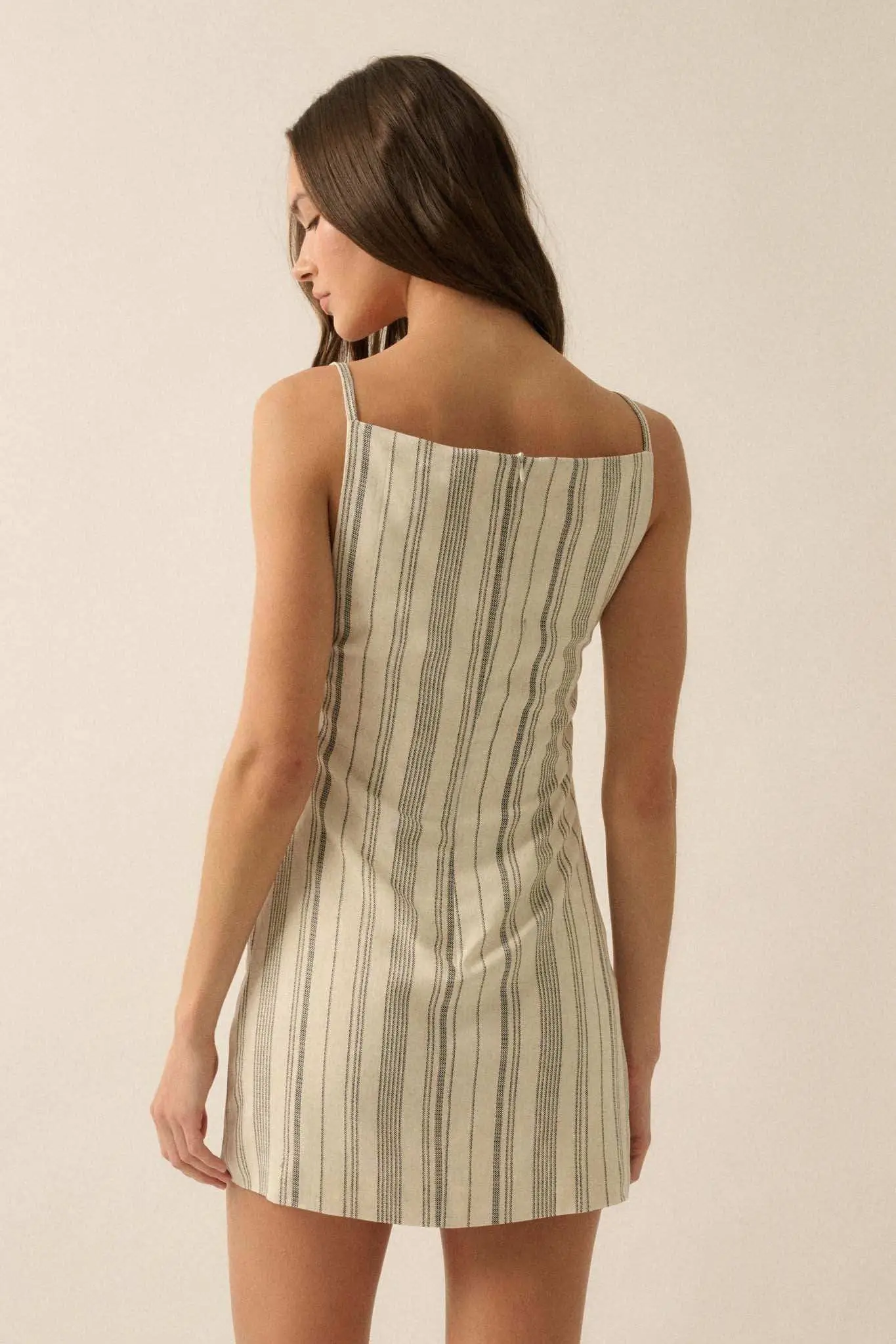 Play Along Pinstripe Button-Front Mini Dress - Image 9