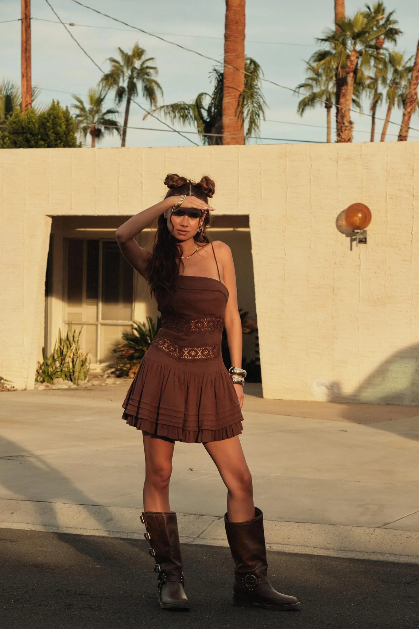 Play Date Lace-Inset Cotton Gauze Mini Dress - Image 2