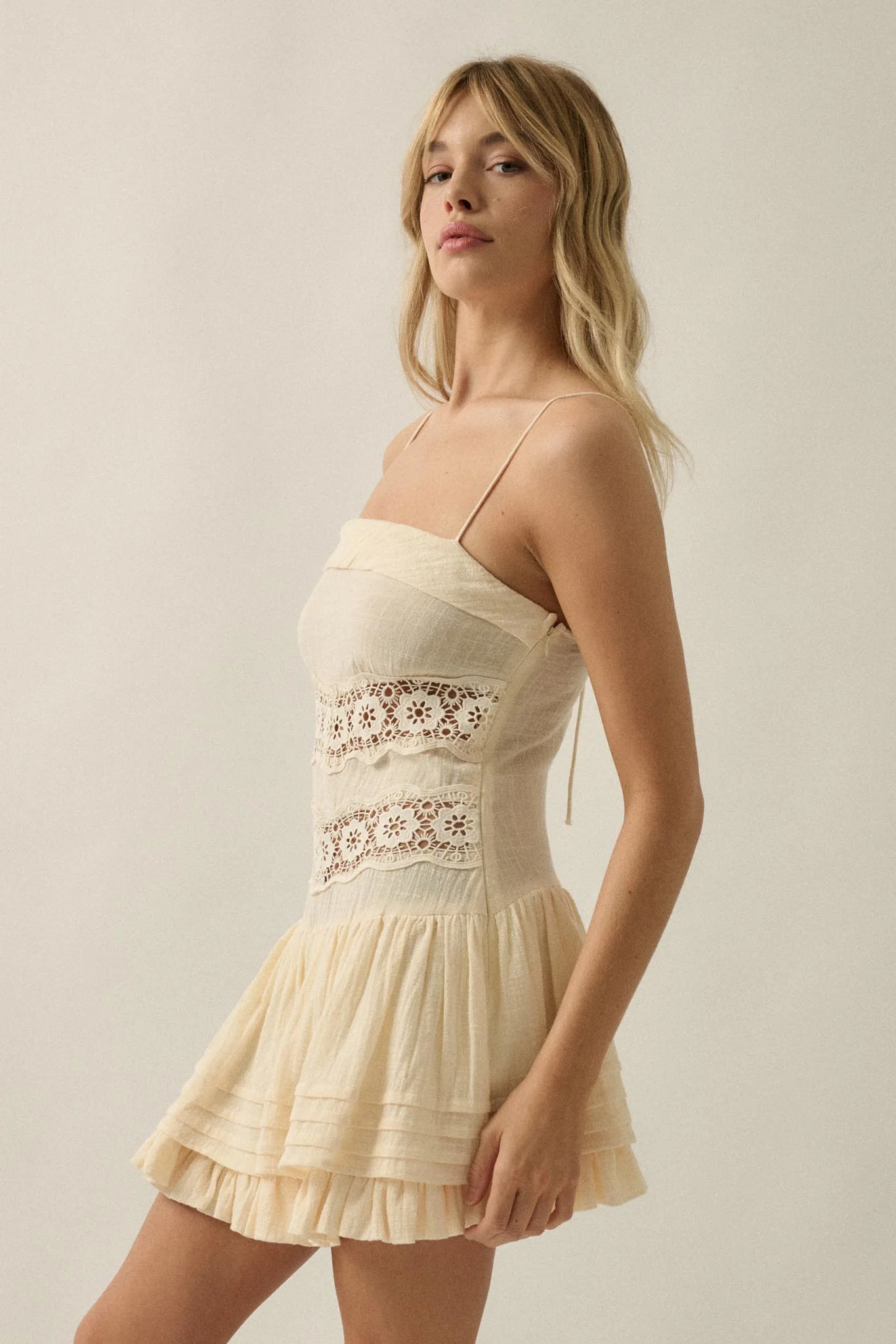 Play Date Lace-Inset Cotton Gauze Mini Dress - Image 20