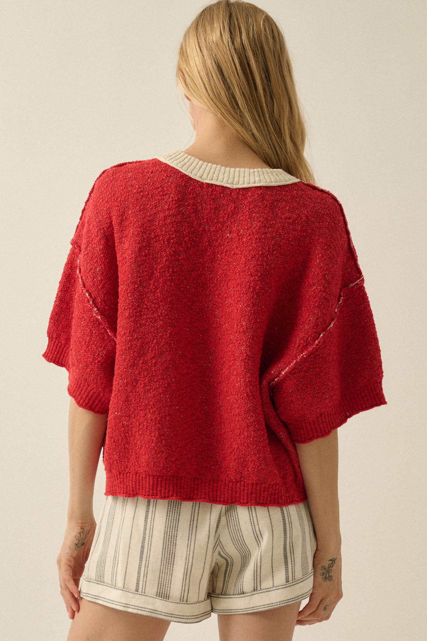 Plenty of Fish Jacquard-Knit Short-Sleeve Sweater - Image 9