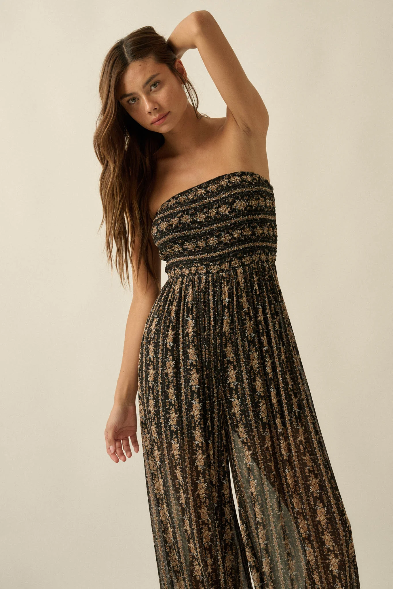Plenty of Petals Floral Mesh Strapless Jumpsuit - Image 5
