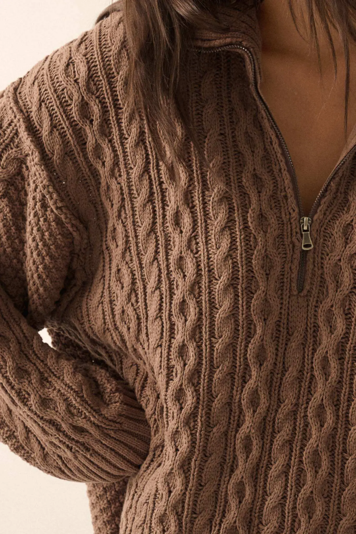 Plot Twist Half-Zip Cable Knit Sweater Dress - Image 16