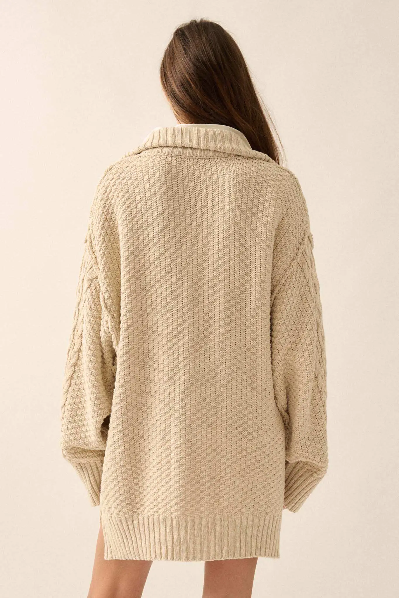 Plot Twist Half-Zip Cable Knit Sweater Dress - Image 26