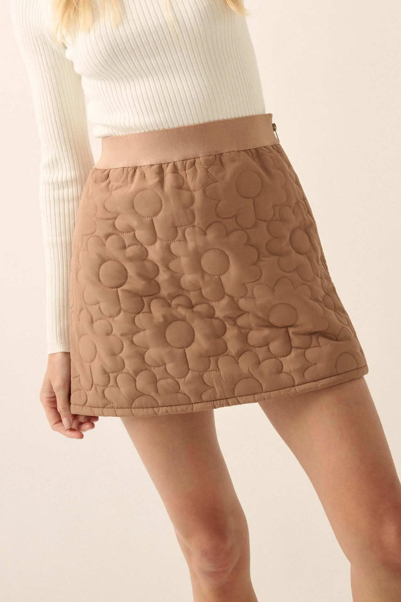 Plush Petals Floral Quilted A-Line Mini Skirt - Image 3