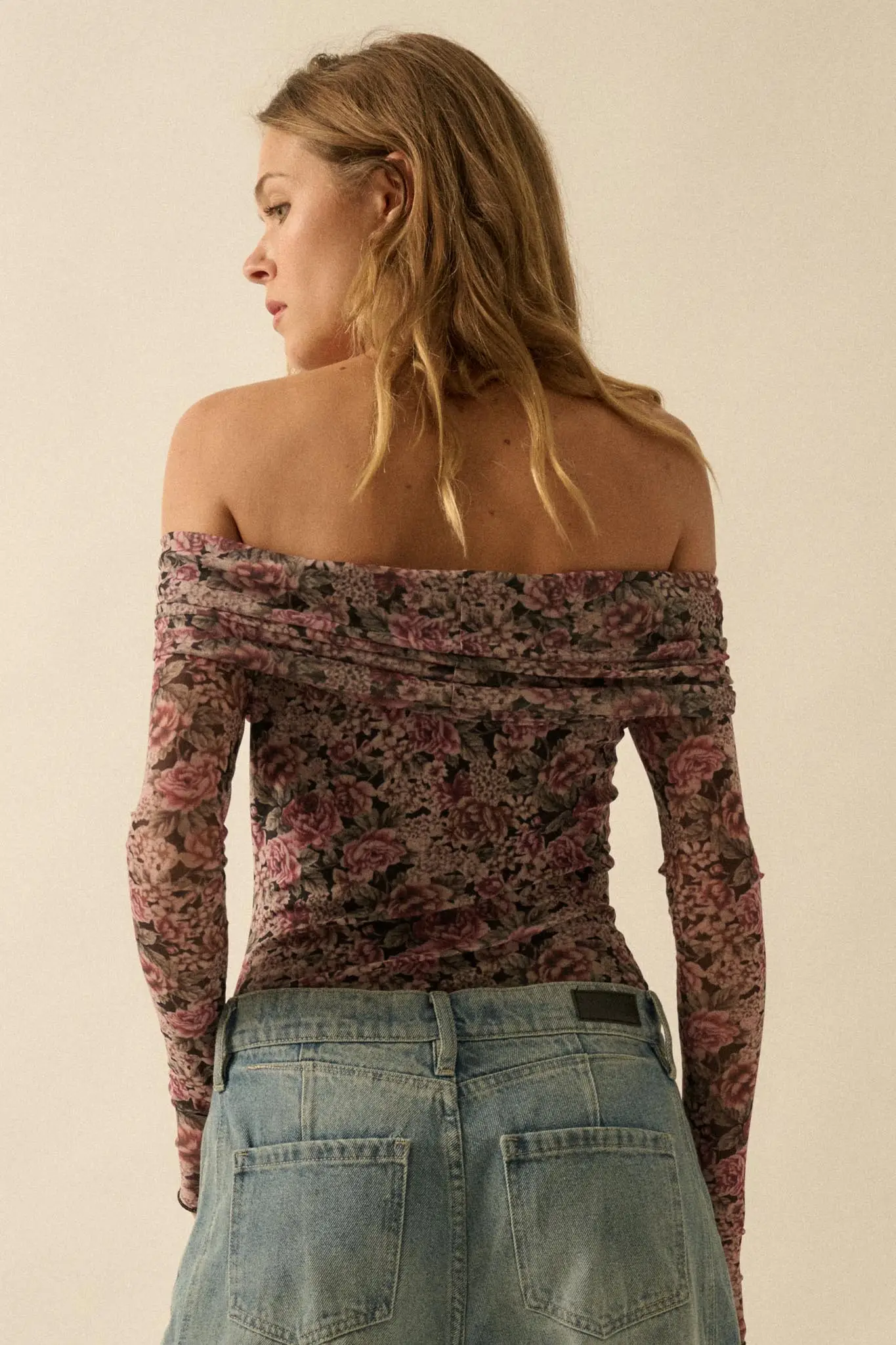 Poetic Petals Floral Mesh Foldover Bodysuit - Image 12