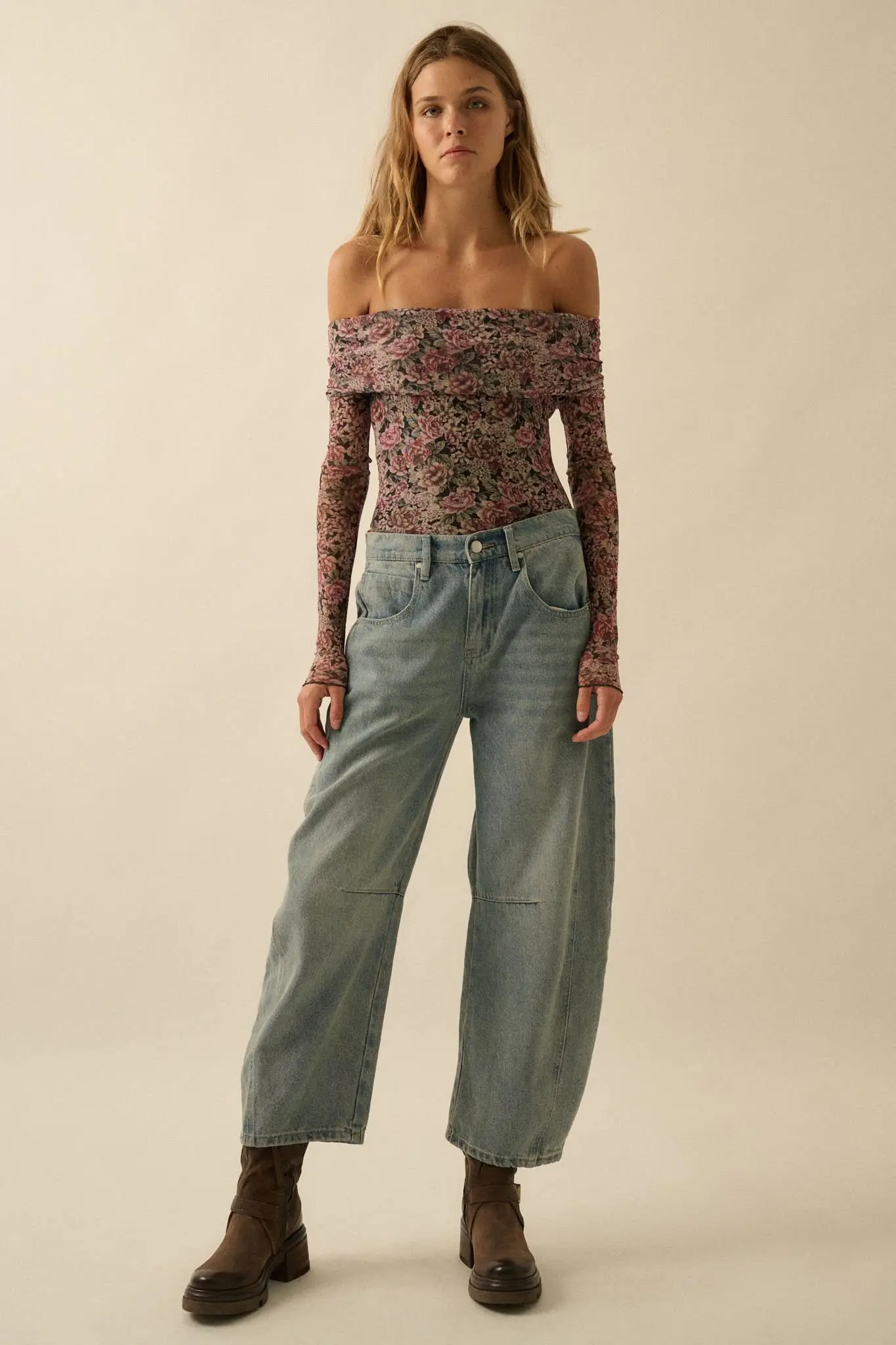 Poetic Petals Floral Mesh Foldover Bodysuit - Image 9