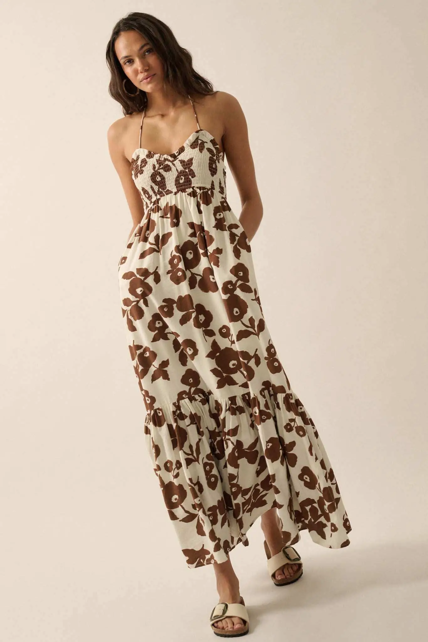 Poppy Prairie Smocked Floral Halter Maxi Dress - Image 6