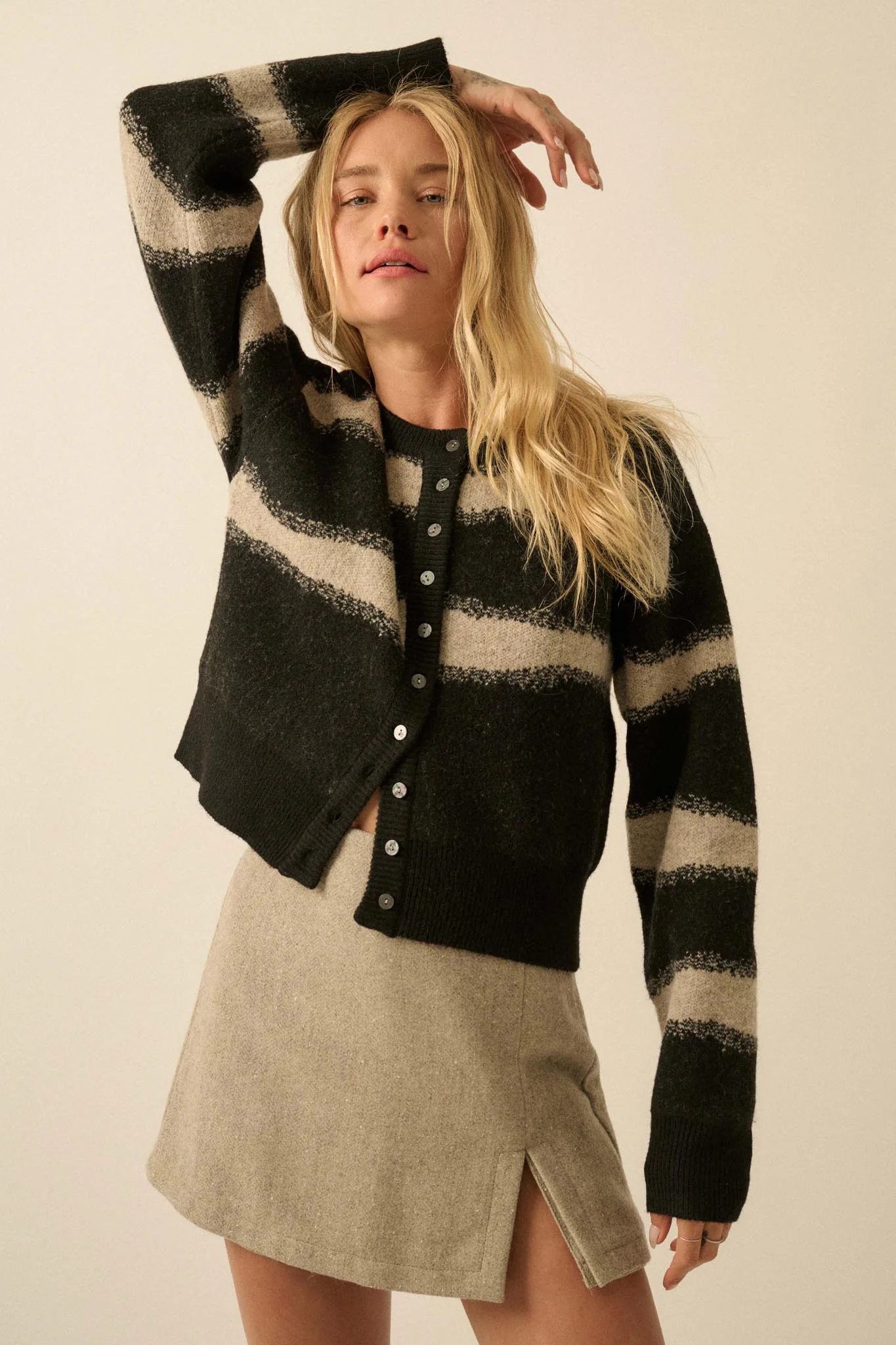 Posh Life Herringbone Tweed Mini Skort - Image 4
