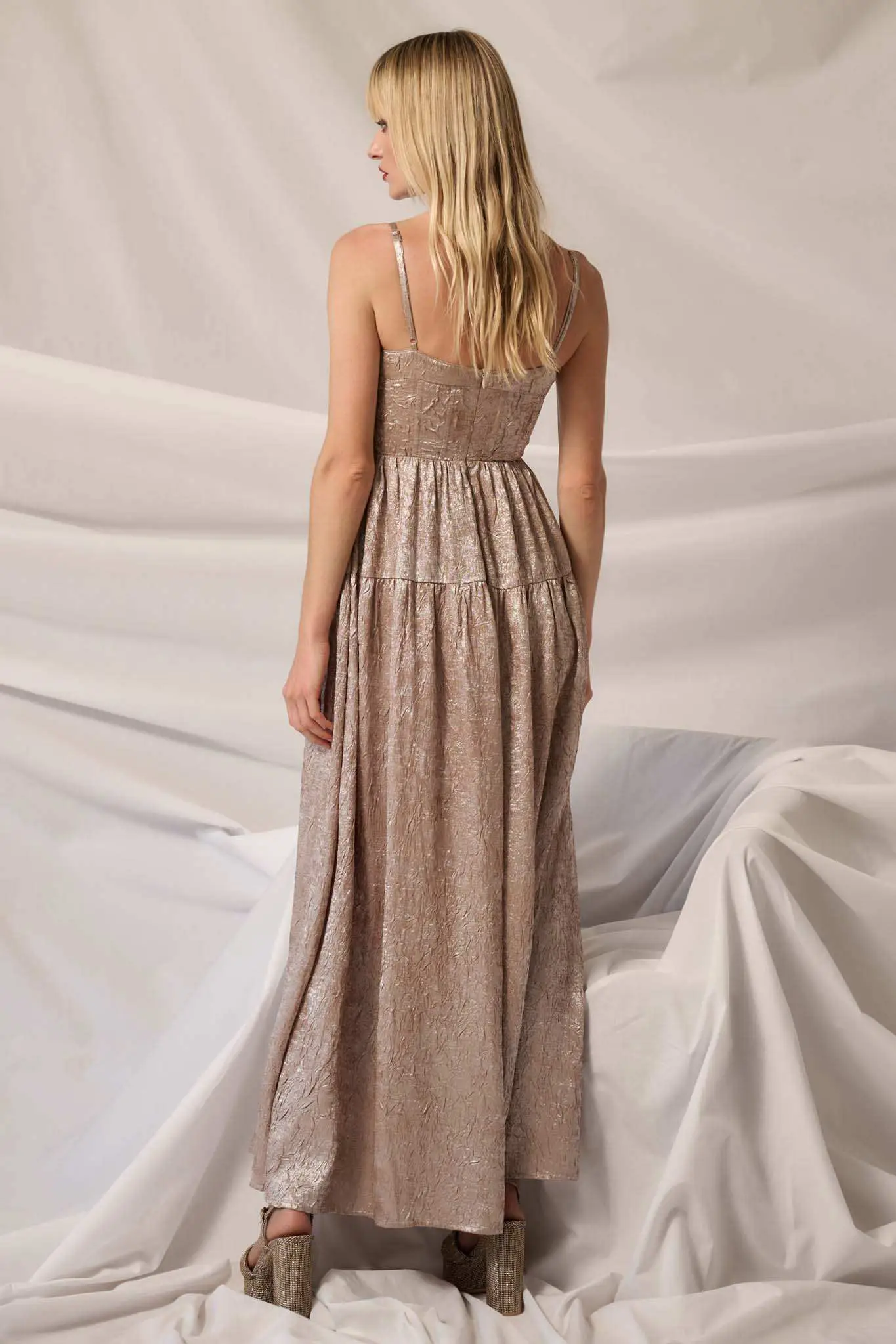 Precious Metals Textured Metallic Maxi Dress - Image 6
