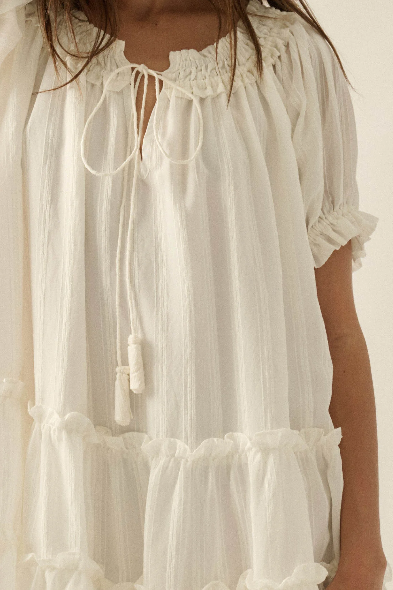 Precious Poetry Tonal-Stripe Babydoll Mini Dress - Image 11