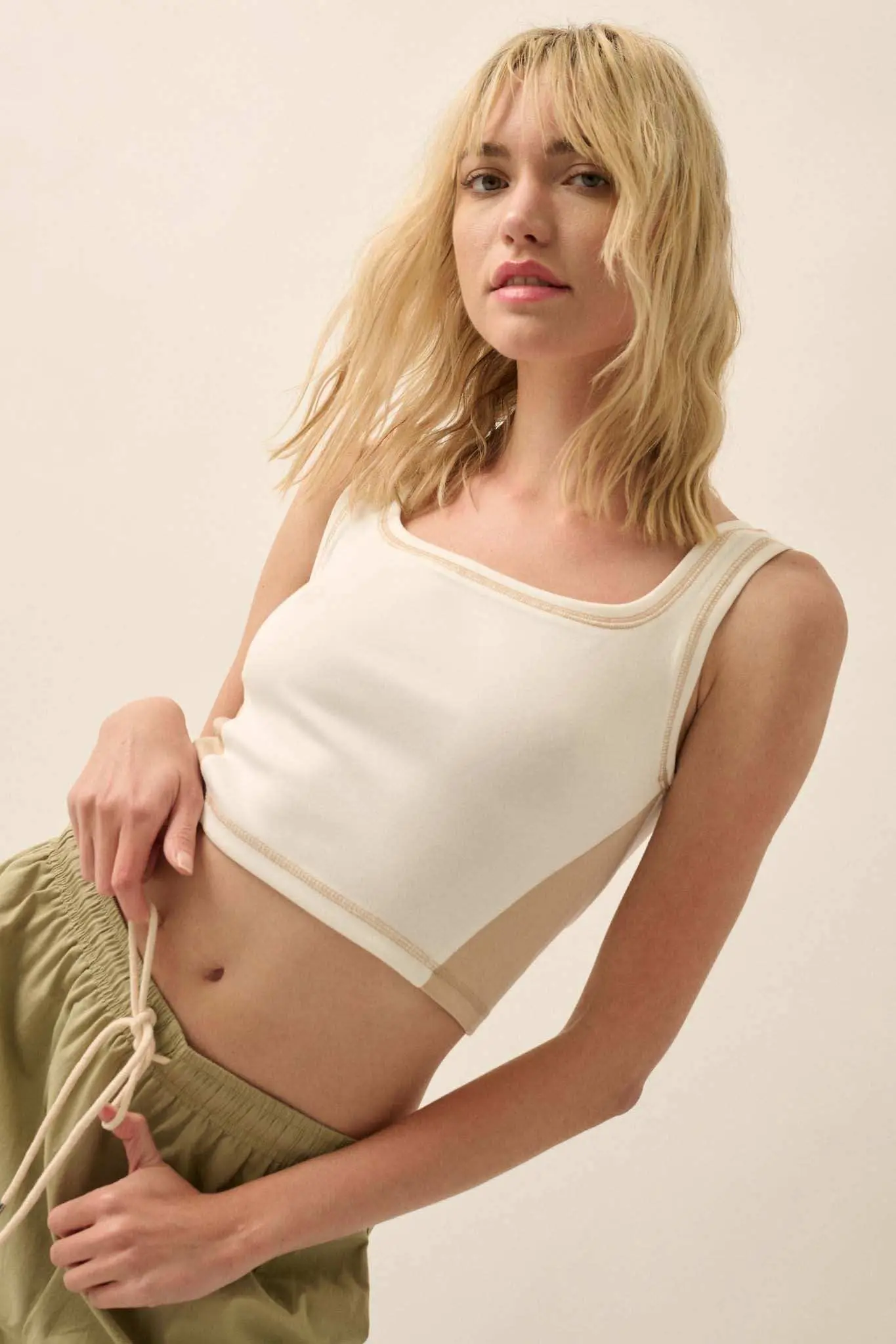 Premium Scuba Colorblock Cropped Tank Top - Image 8