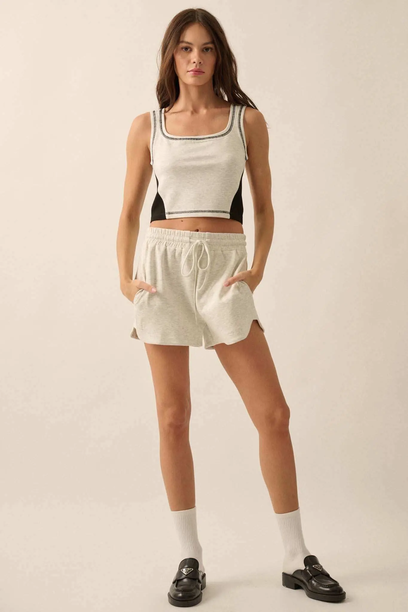 Premium Scuba Colorblock Cropped Tank Top - Image 9