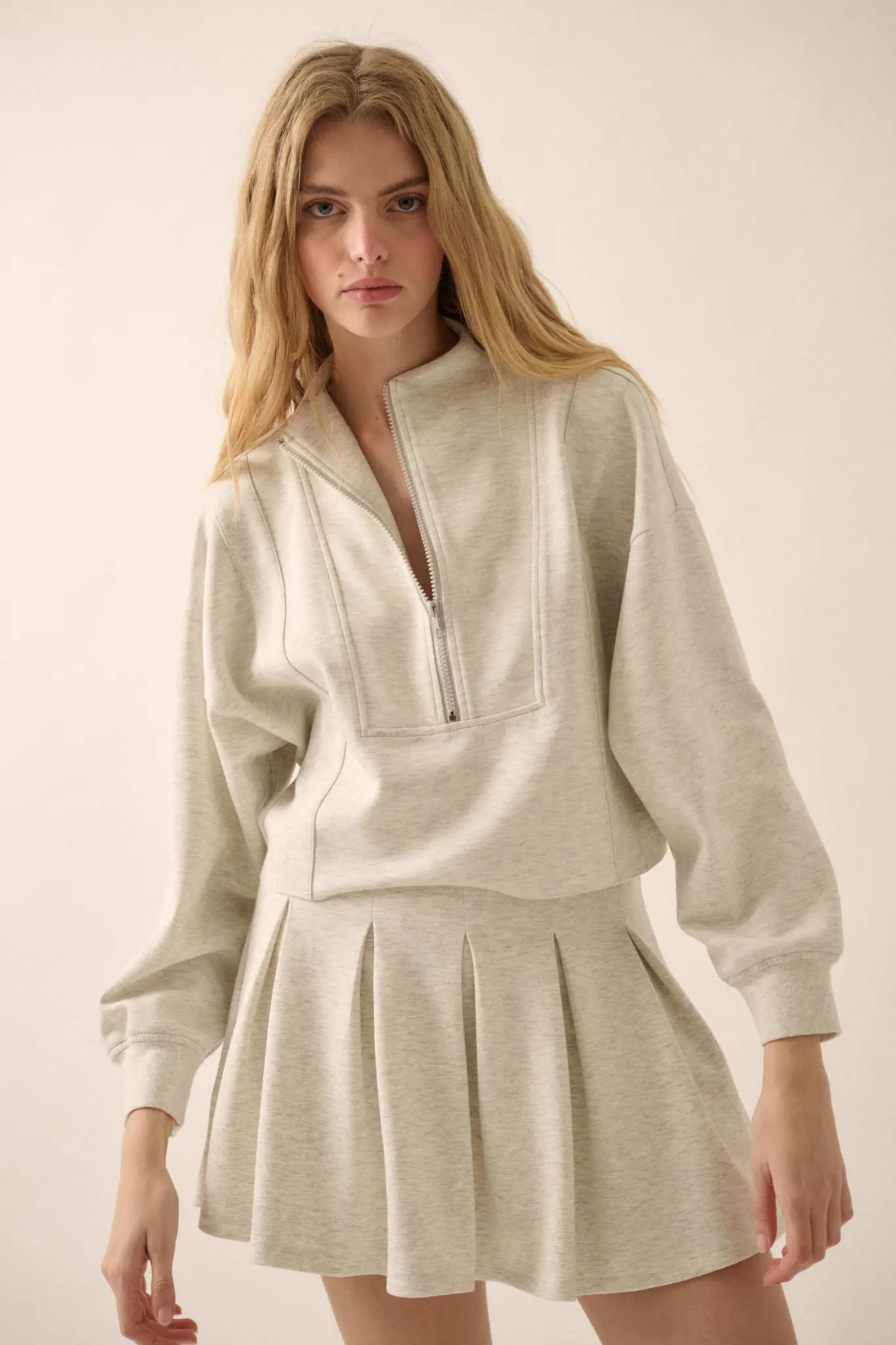 Premium Scuba Cropped Half-Zip Pullover Top - Image 11