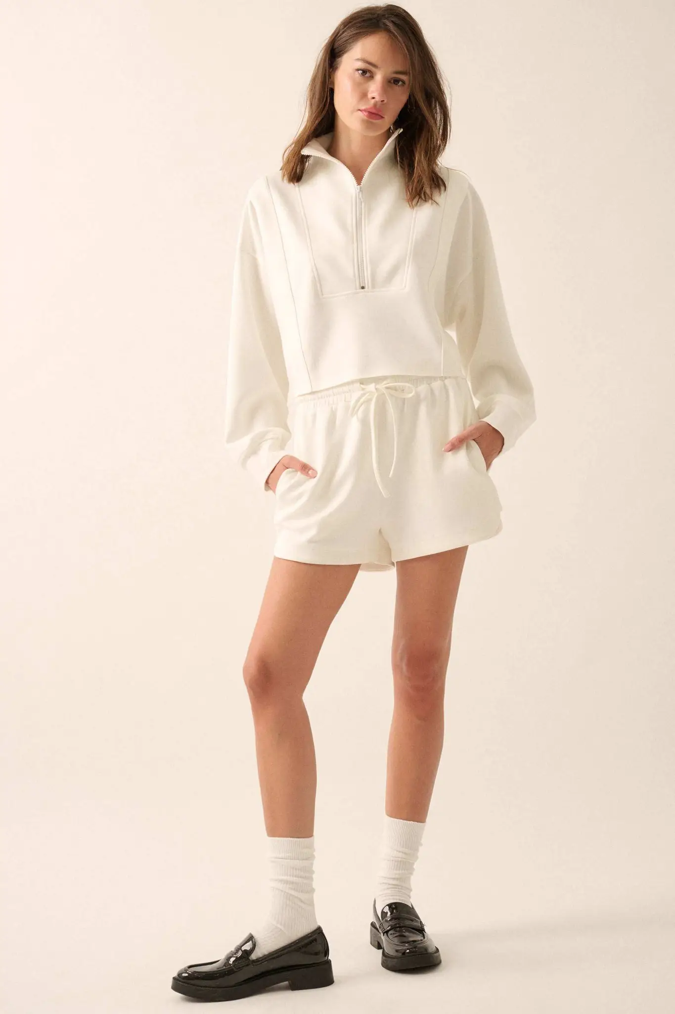 Premium Scuba Cropped Half-Zip Pullover Top - Image 5
