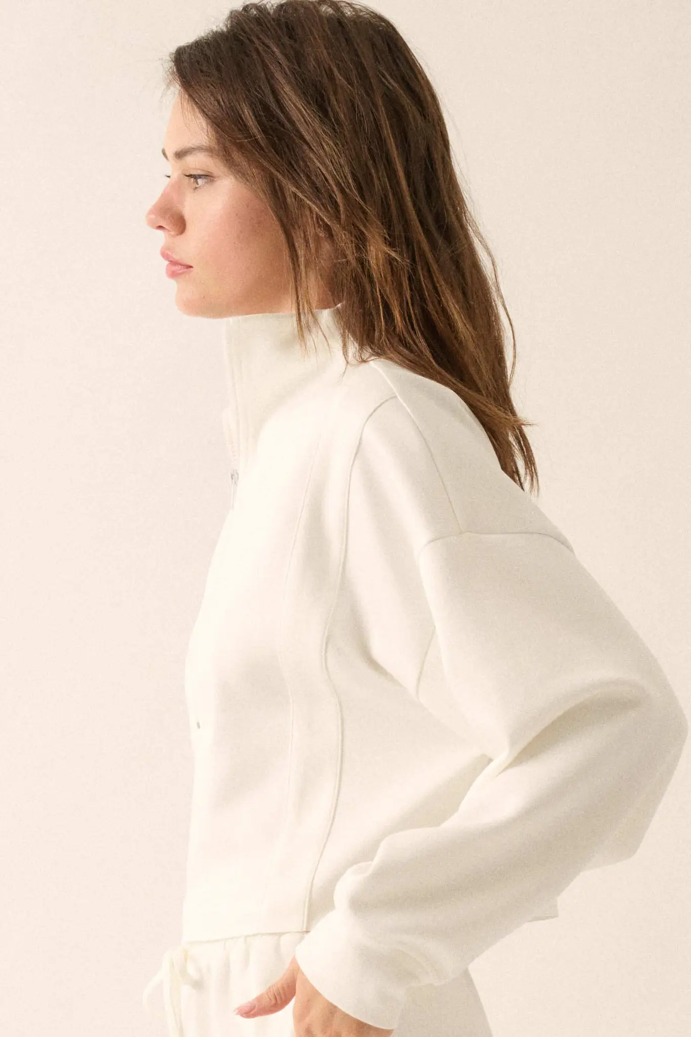 Premium Scuba Cropped Half-Zip Pullover Top - Image 6