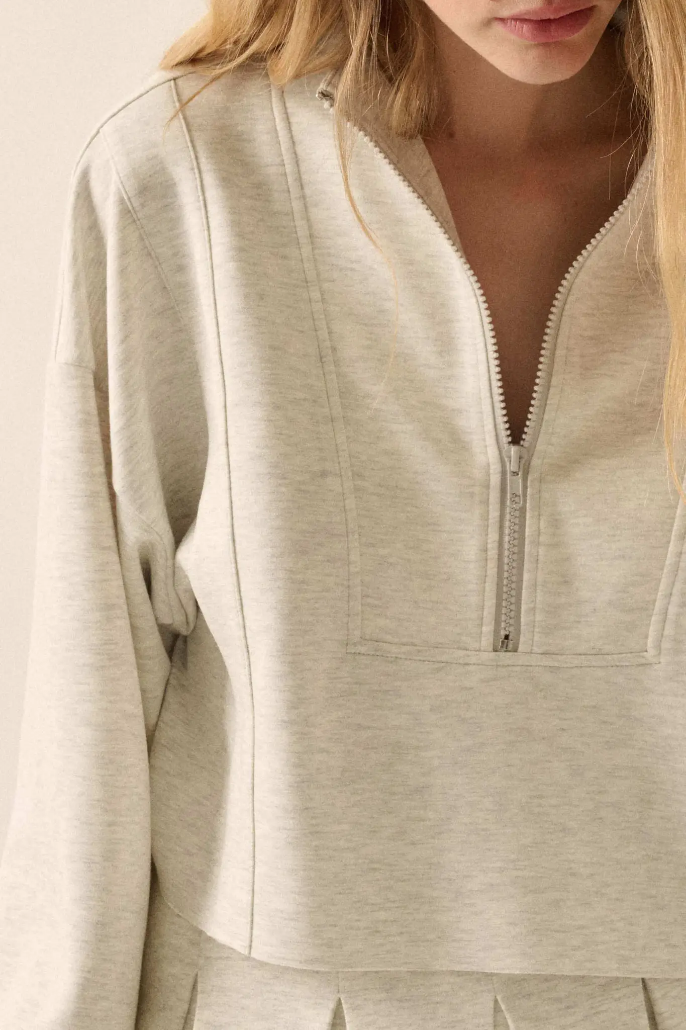 Premium Scuba Cropped Half-Zip Pullover Top - Image 9
