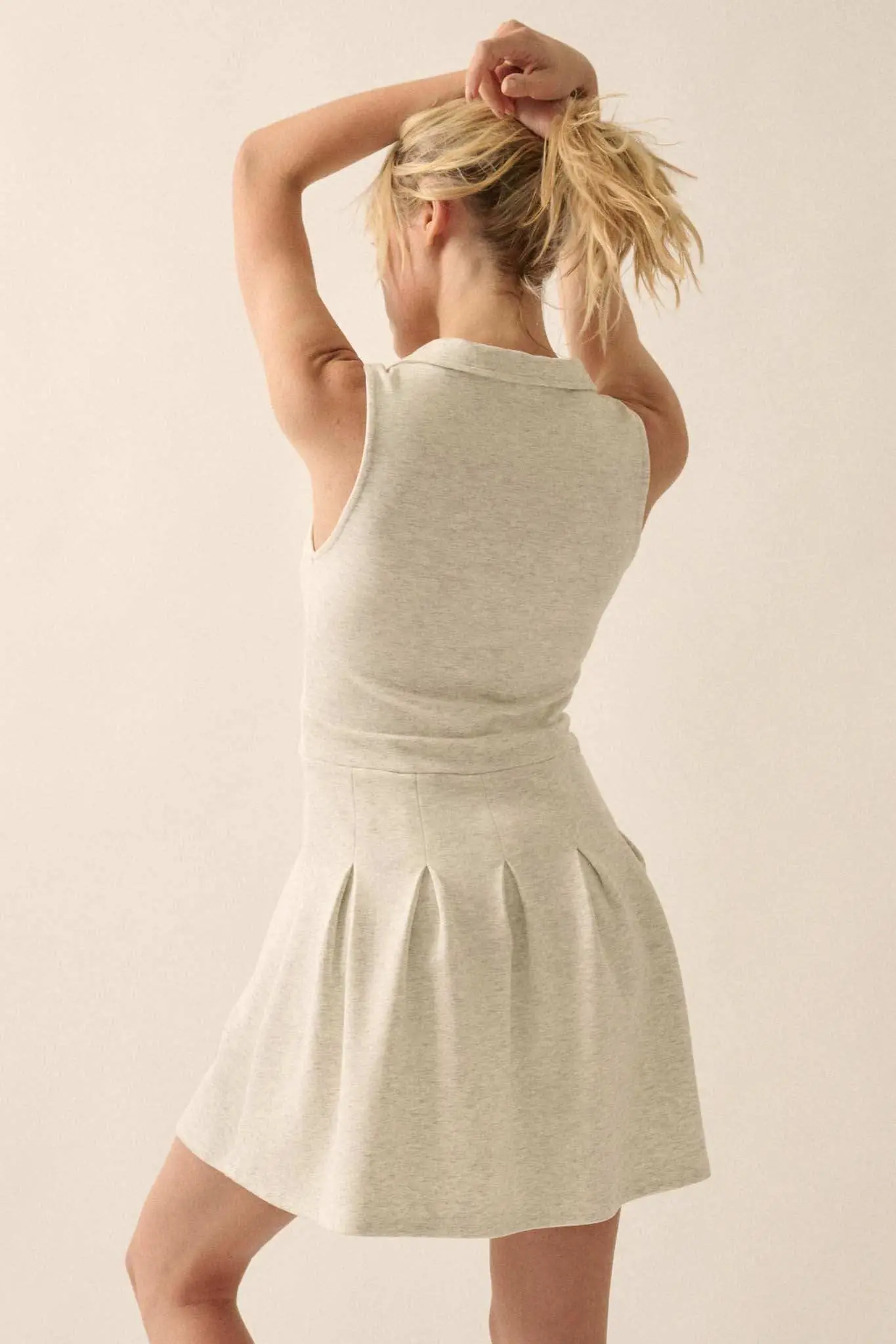 Premium Scuba Half-Zip Pleated Mini Tennis Dress - Image 14