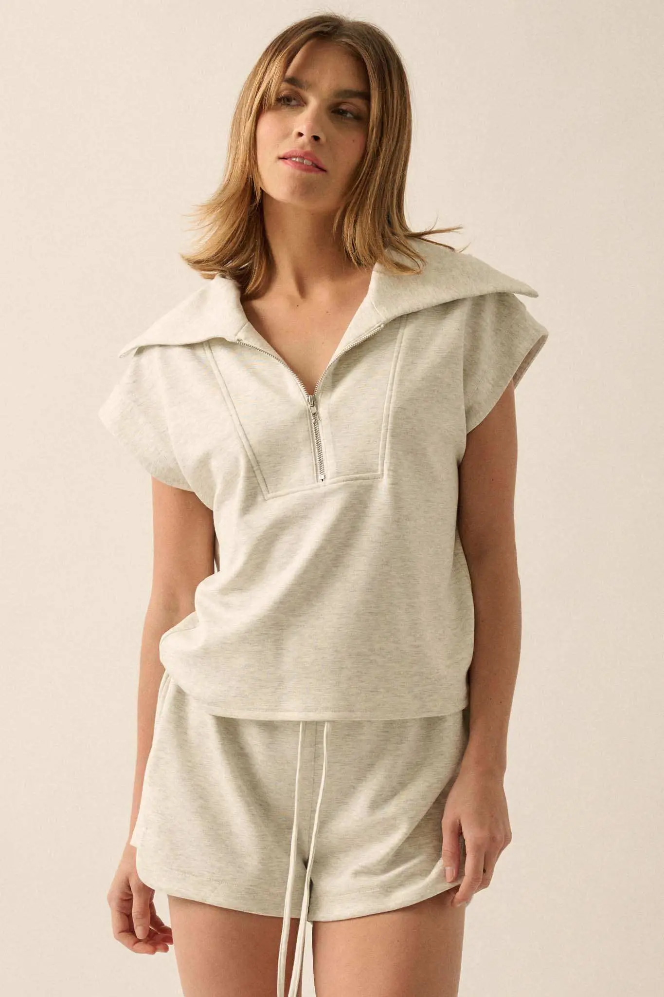 Premium Scuba Oversized Collar Half-Zip Tee - Image 2