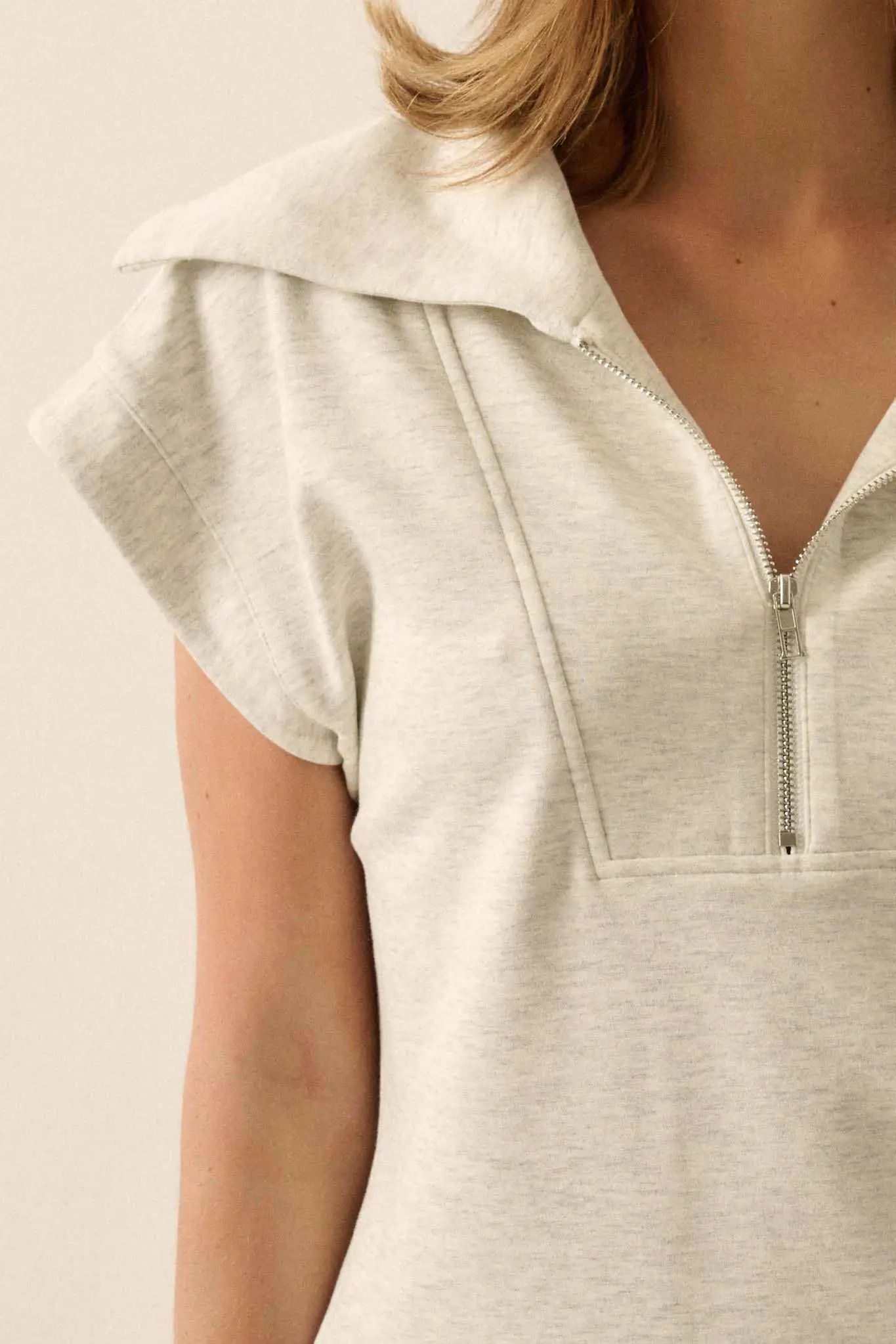 Premium Scuba Oversized Collar Half-Zip Tee - Image 3