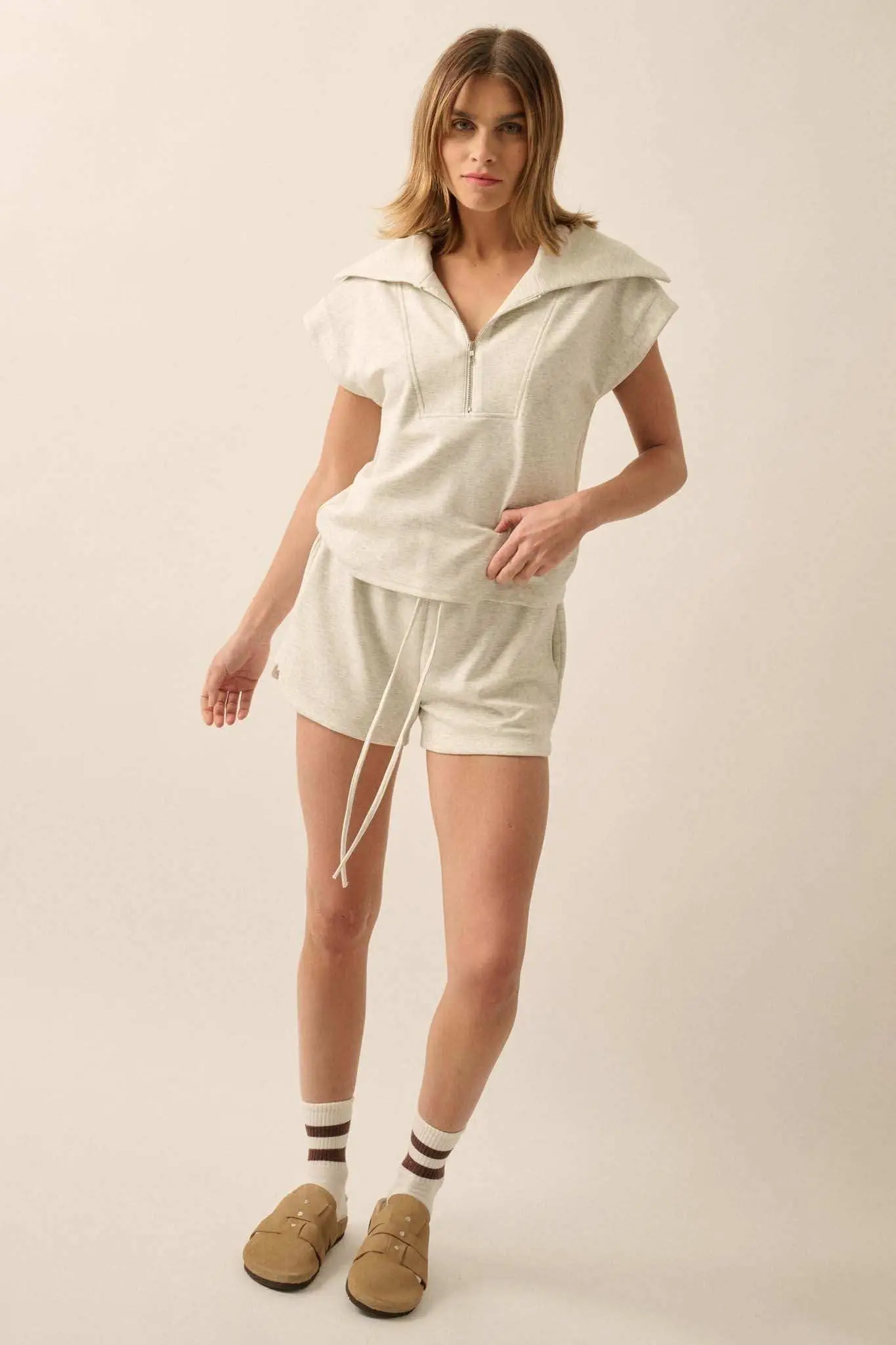 Premium Scuba Oversized Collar Half-Zip Tee - Image 4