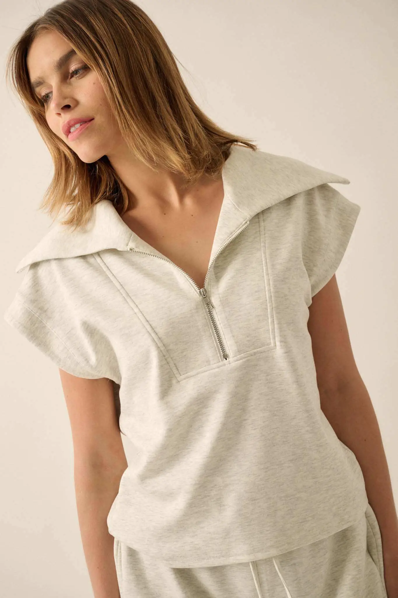 Premium Scuba Oversized Collar Half-Zip Tee - Image 5