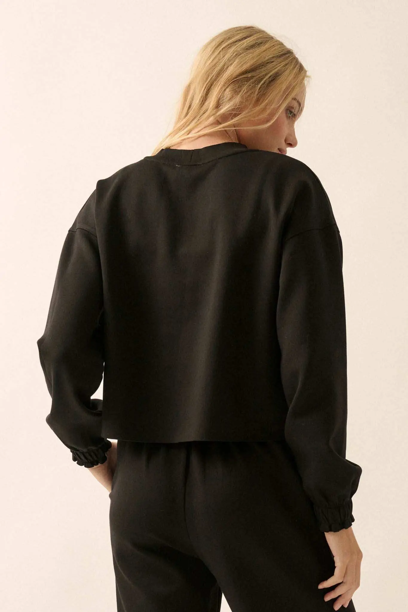 Premium Scuba Ruffle-Cuff Pullover Top - Image 10