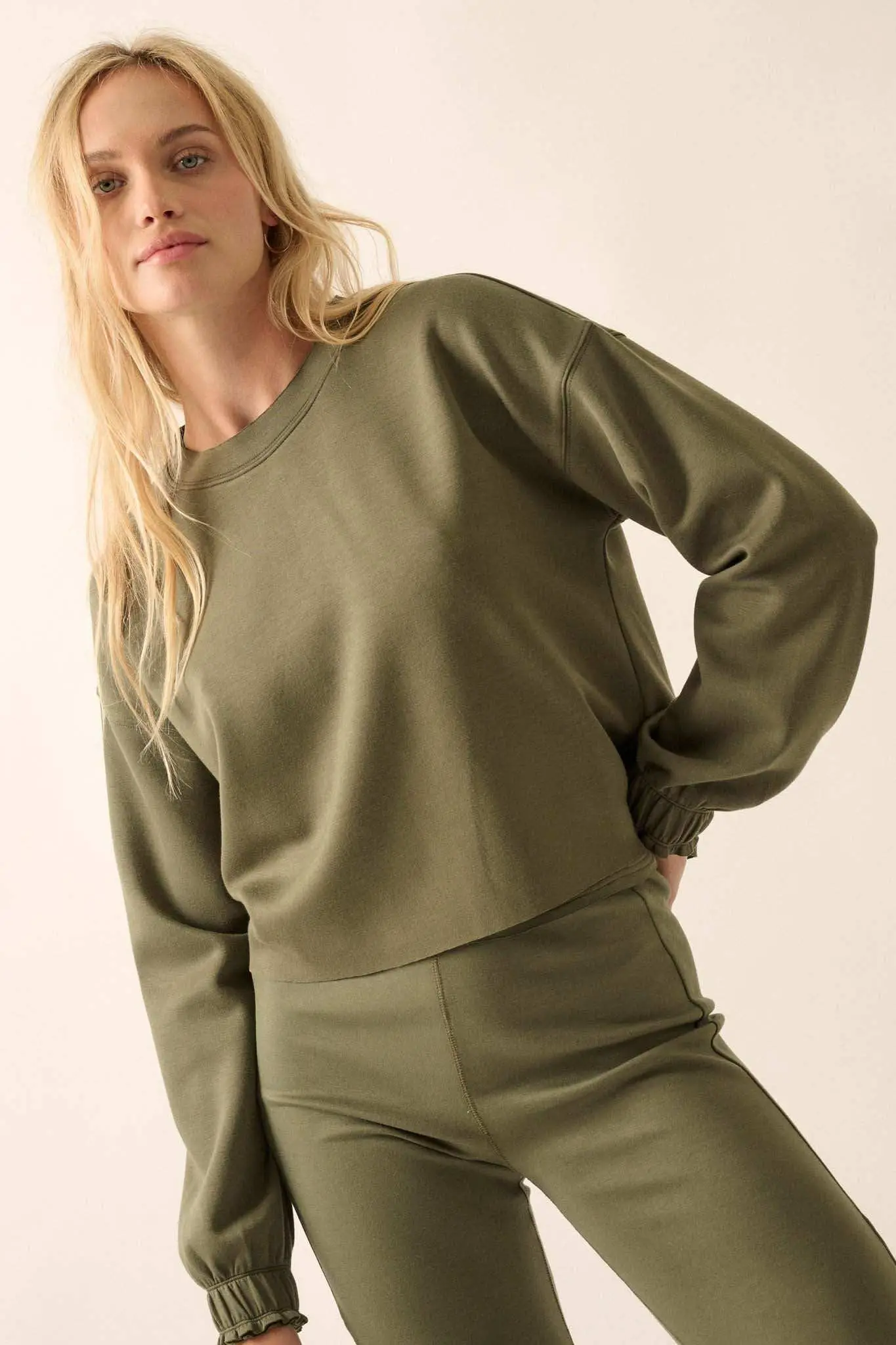 Premium Scuba Ruffle-Cuff Pullover Top - Image 11