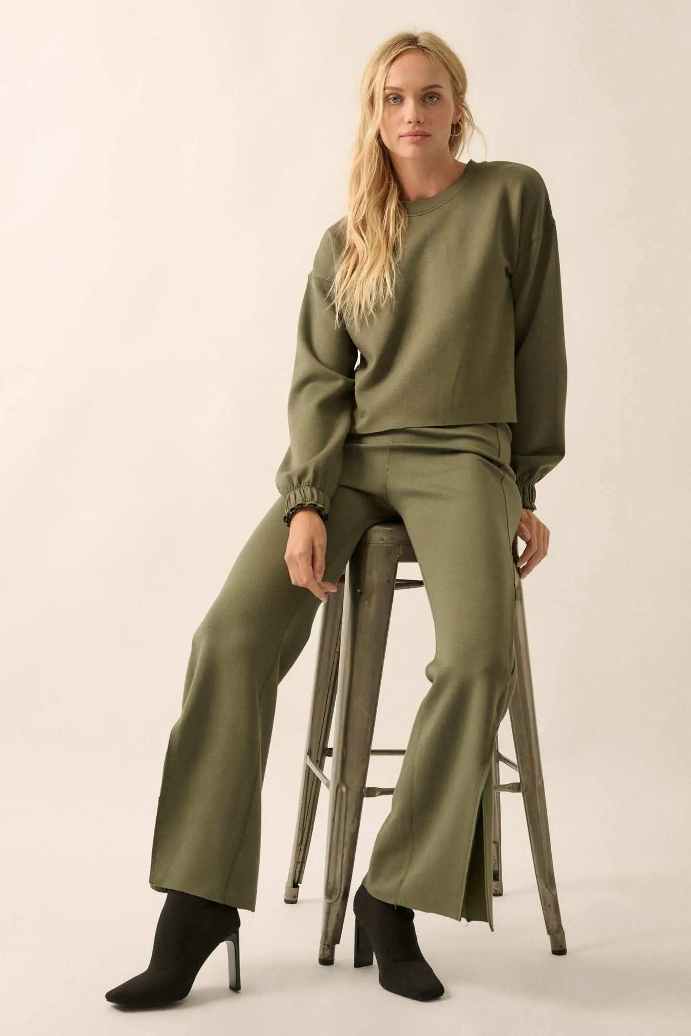 Premium Scuba Ruffle-Cuff Pullover Top - Image 13