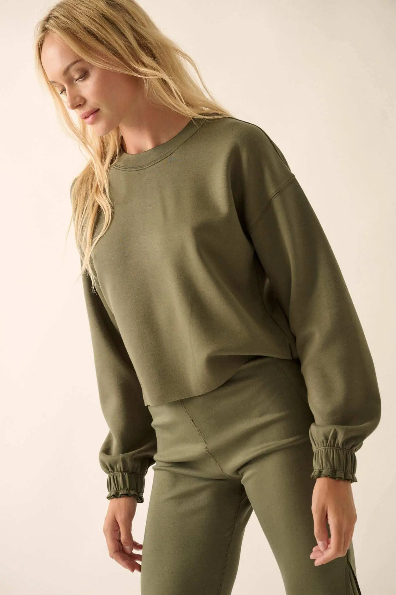 Premium Scuba Ruffle-Cuff Pullover Top - Image 14