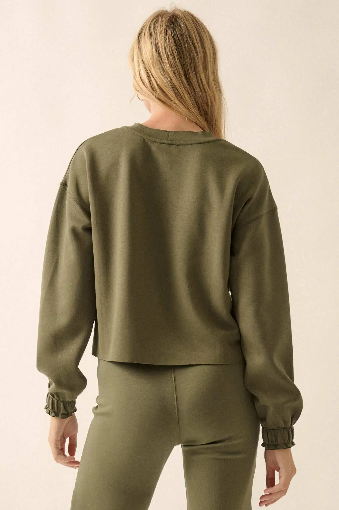 Premium Scuba Ruffle-Cuff Pullover Top - Image 15