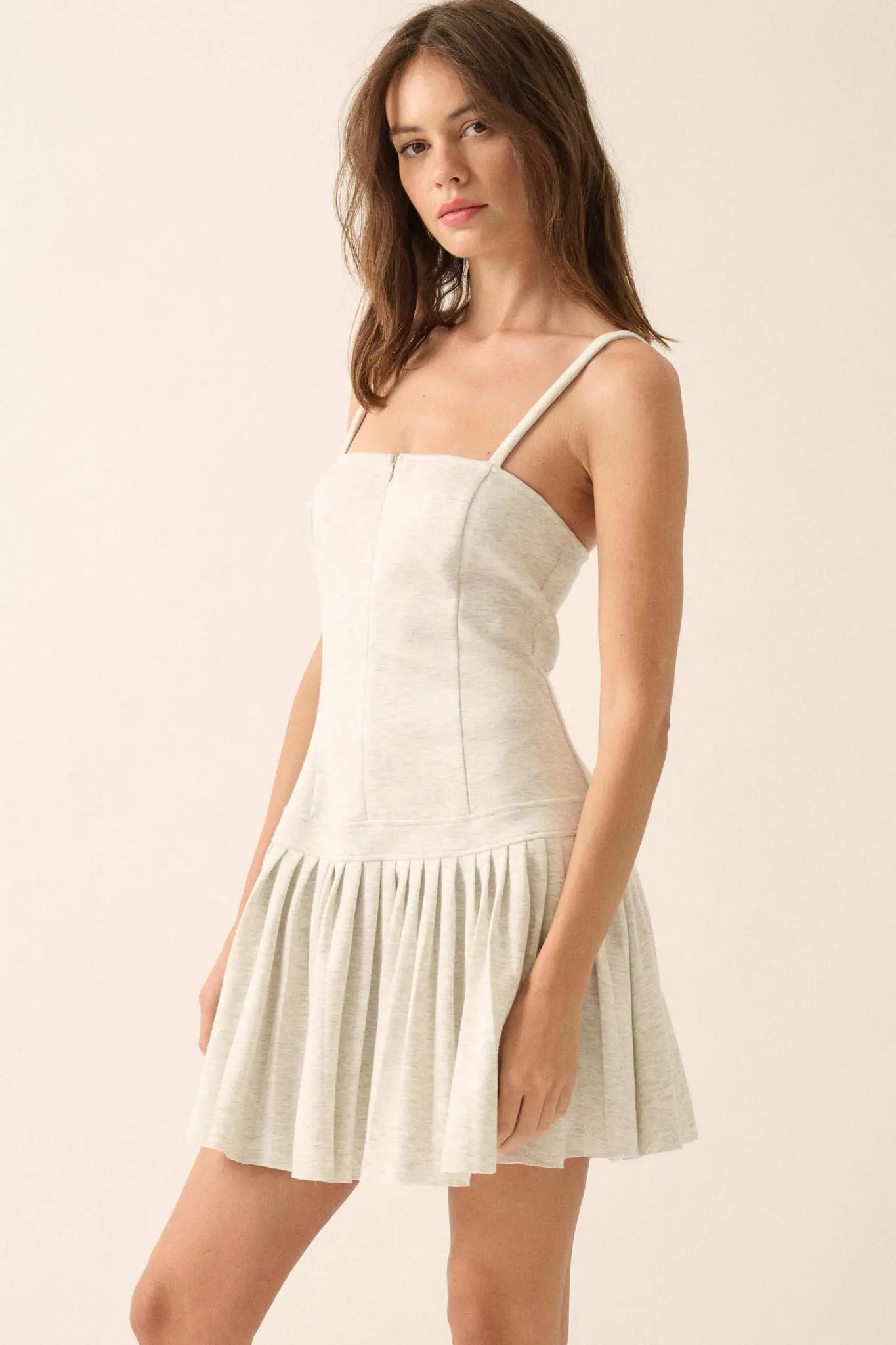 Premium Scuba Zip-Front Pleated Mini Dress - Image 11