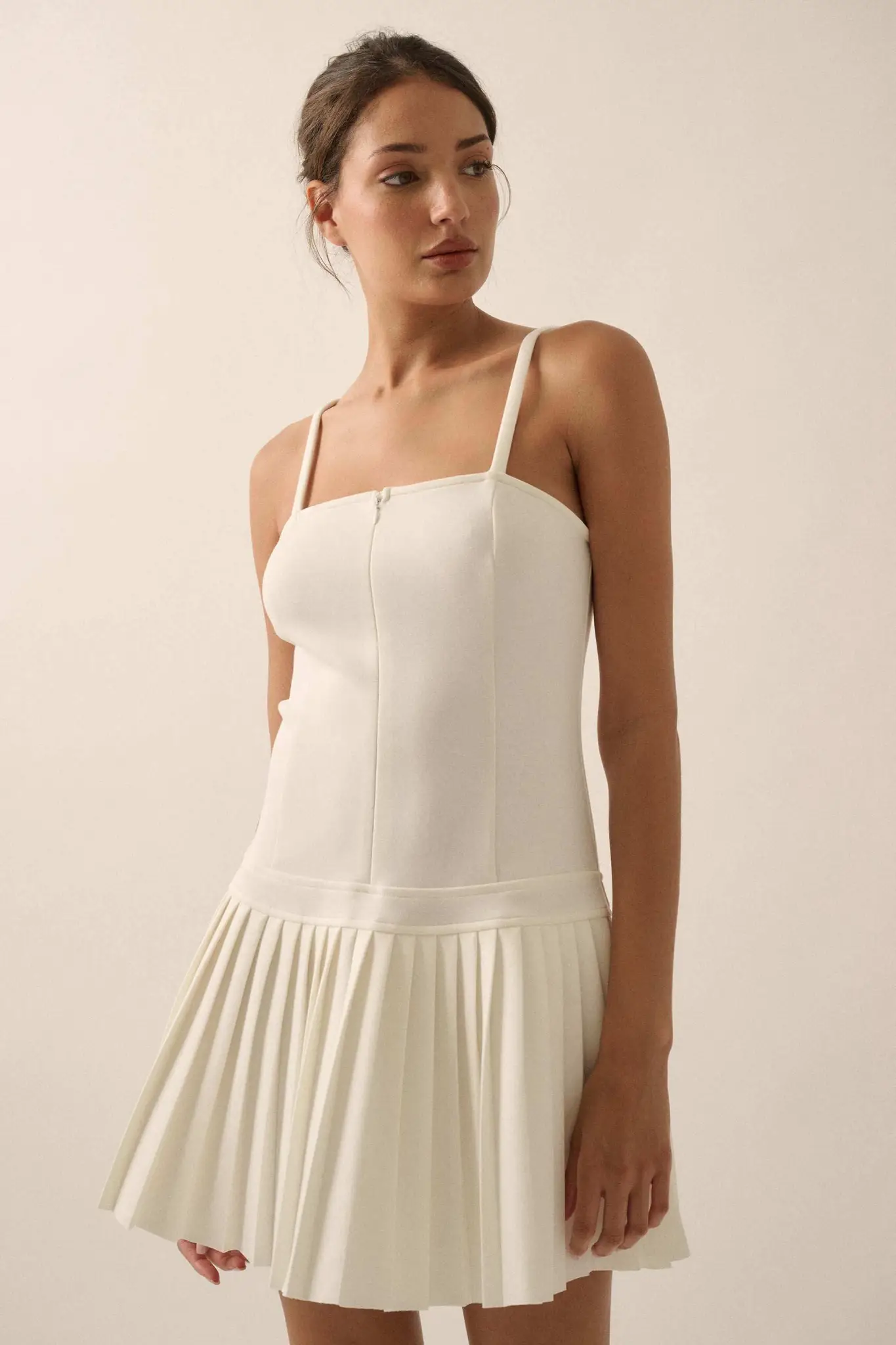 Premium Scuba Zip-Front Pleated Mini Dress - Image 5